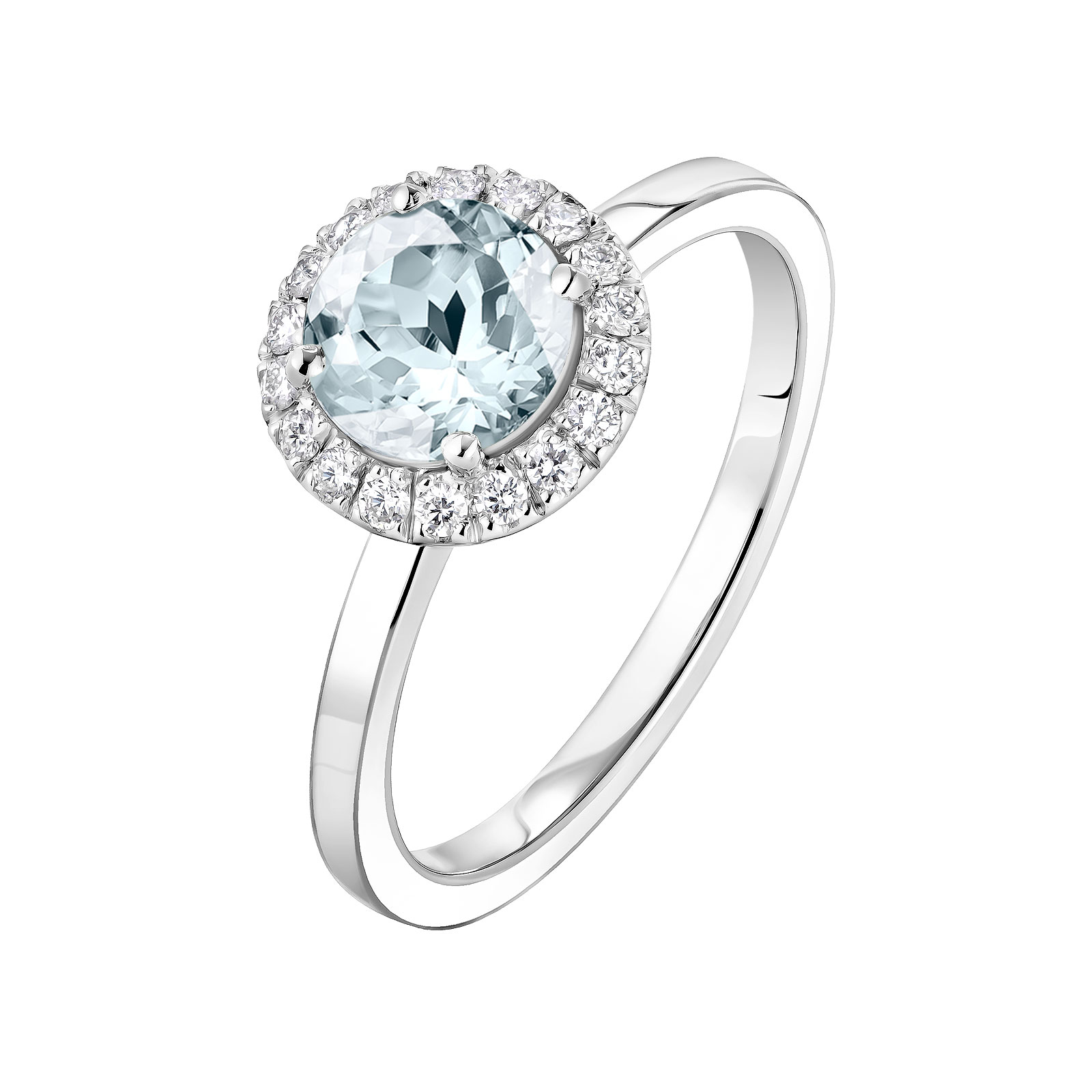 Bague Or blanc Aigue-marine et diamants Rétromantique L 1
