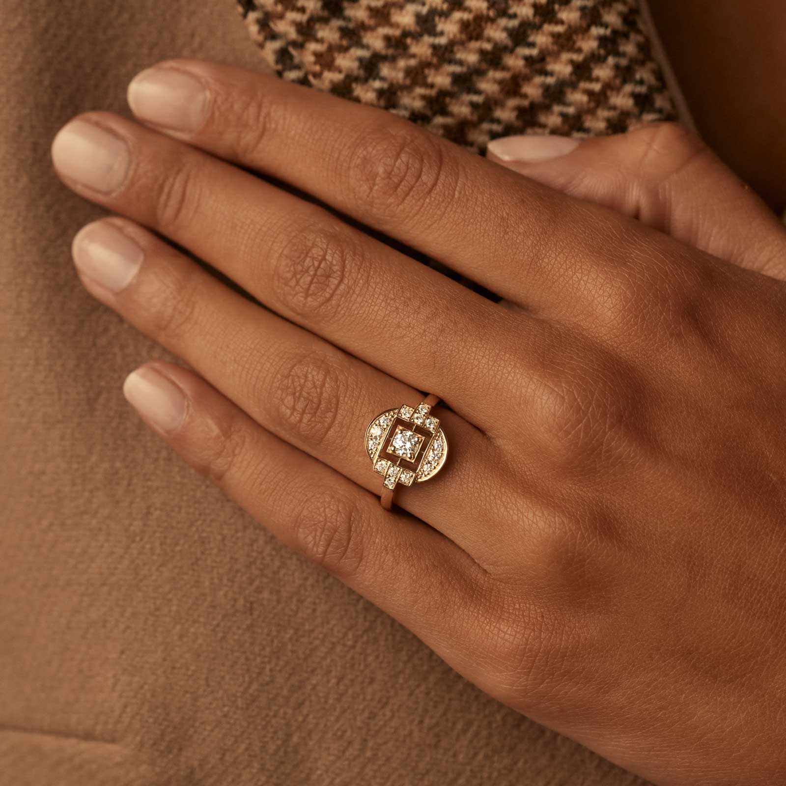 Ring White gold Tsavorite and diamonds Art Déco Solo 4