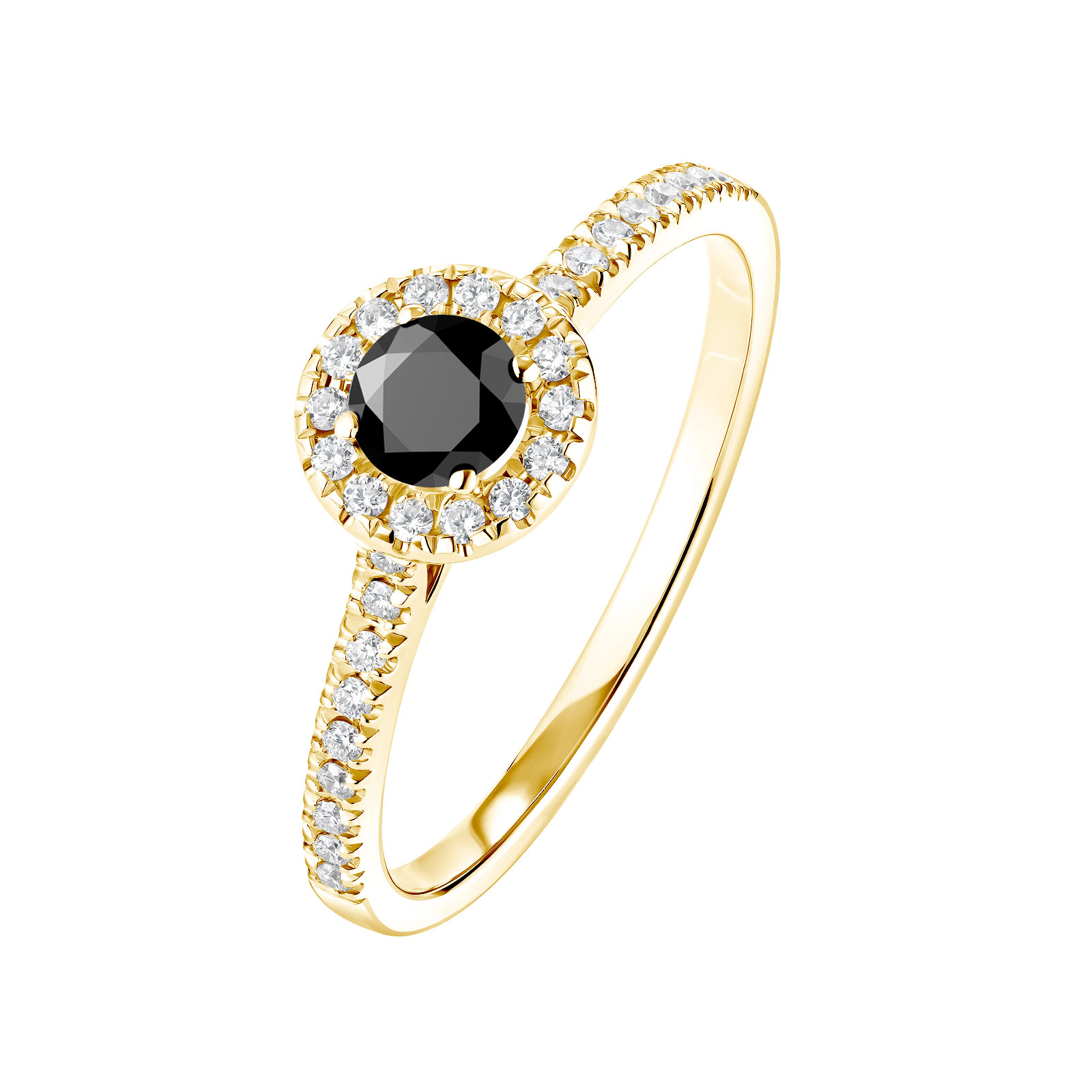 Bague Or jaune Spinelle noir et diamants Rétromantique S Pavée 1