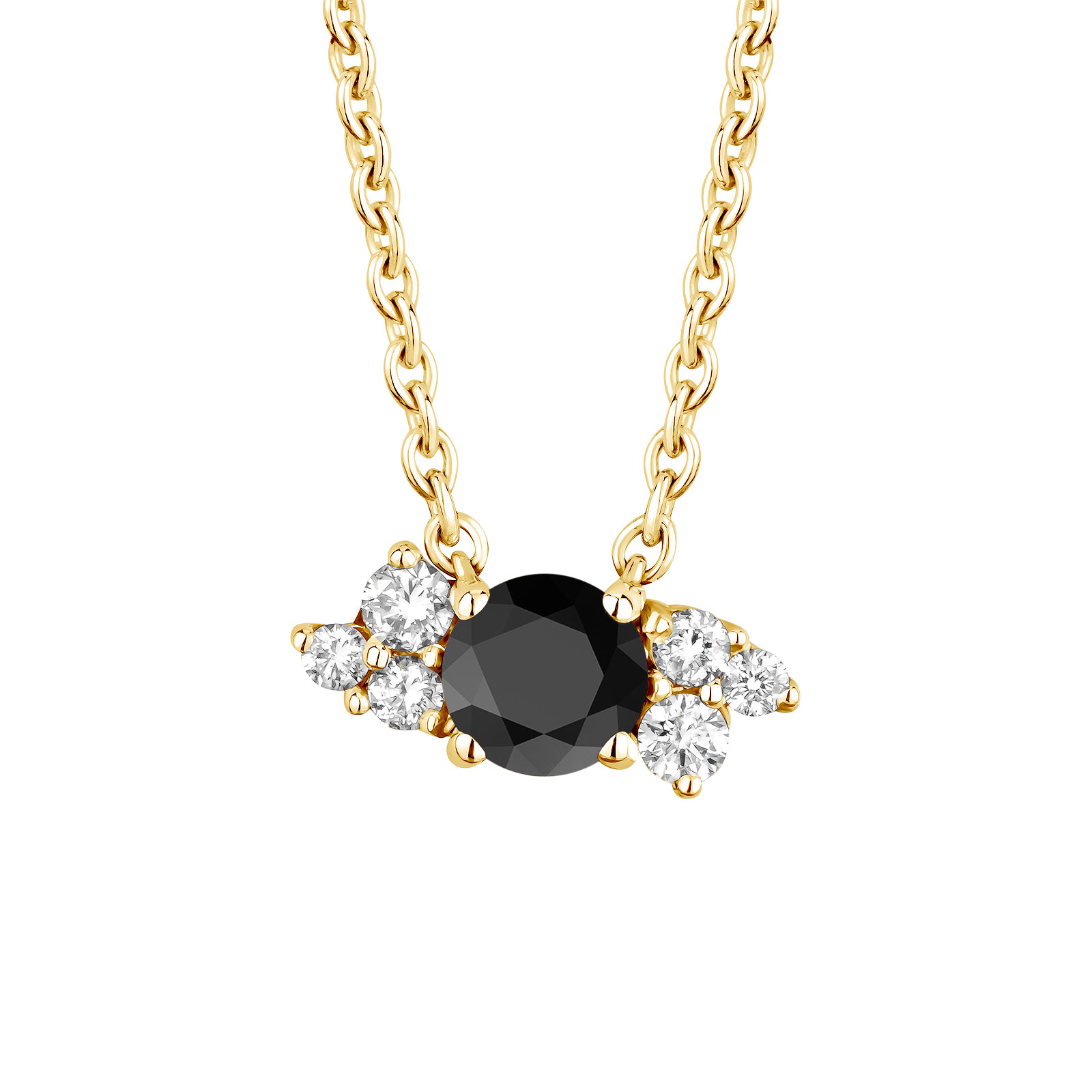 Pendentif Or jaune Spinelle noir et diamants Baby EverBloom 1