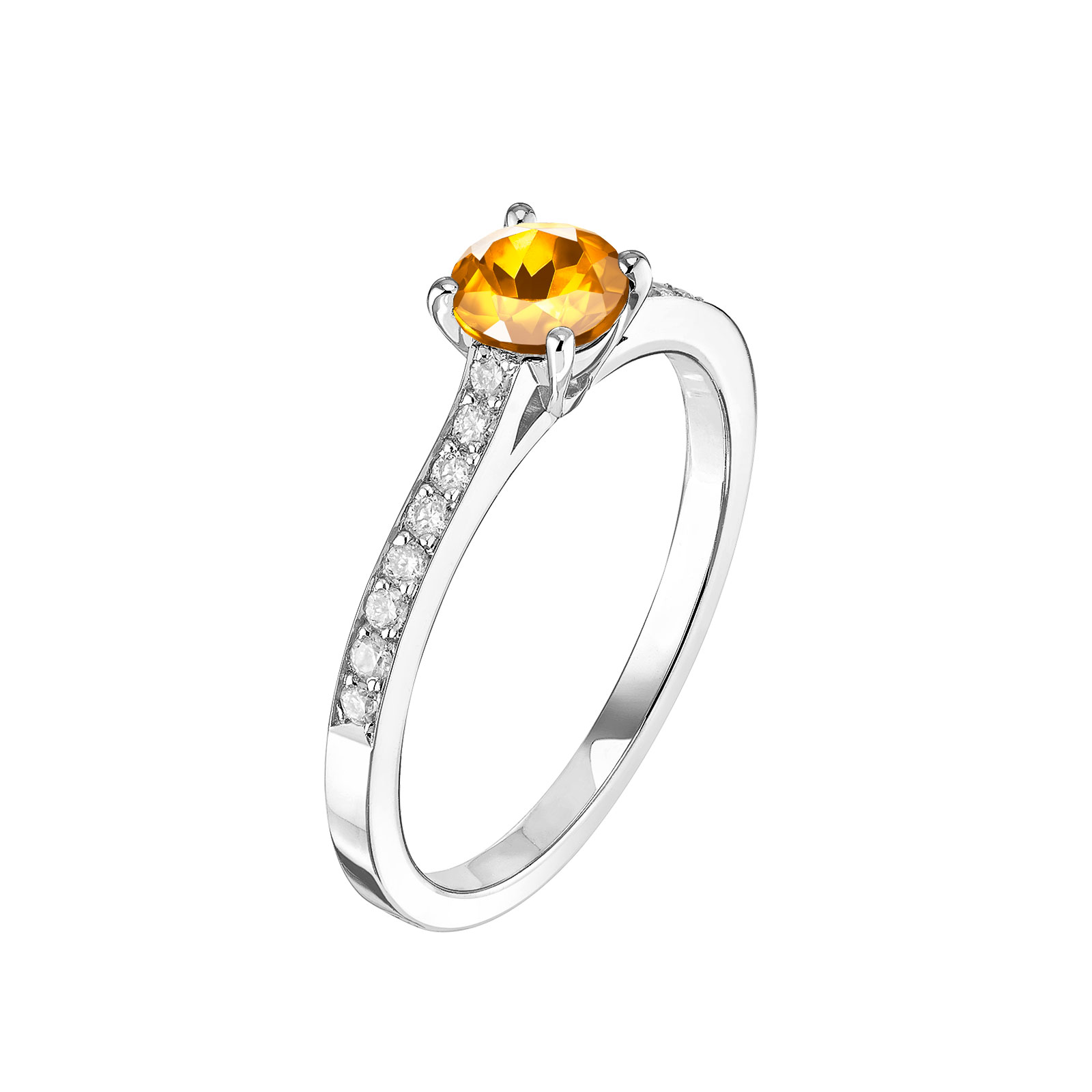 Bague Platine Citrine et diamants Little Lady Pavée 1