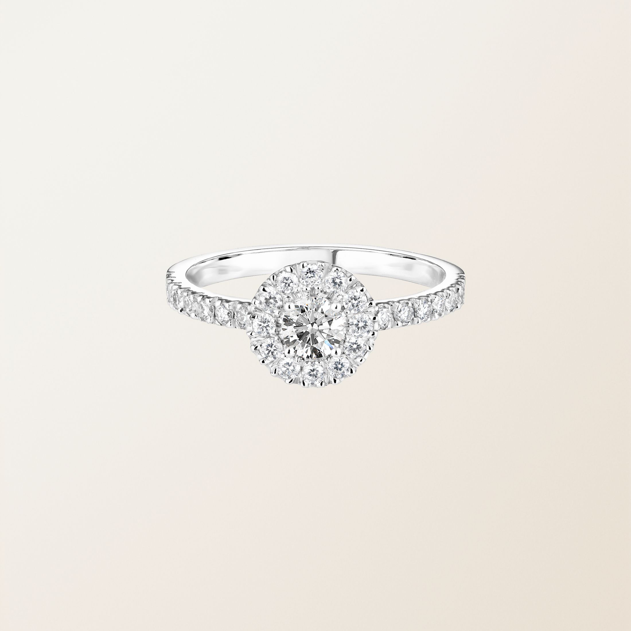 Bague Or blanc 18 cts Diamant Rétromantique Solo Pavée