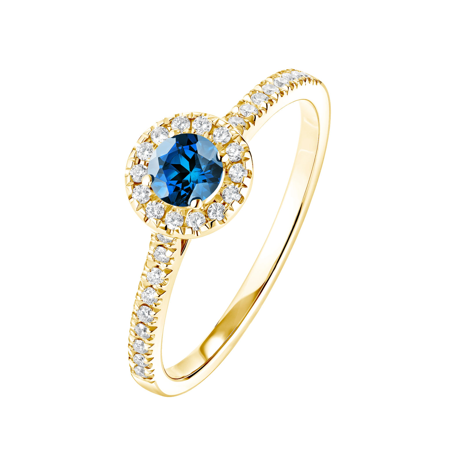 Bague Or jaune Saphir et diamants Rétromantique S Pavée 1