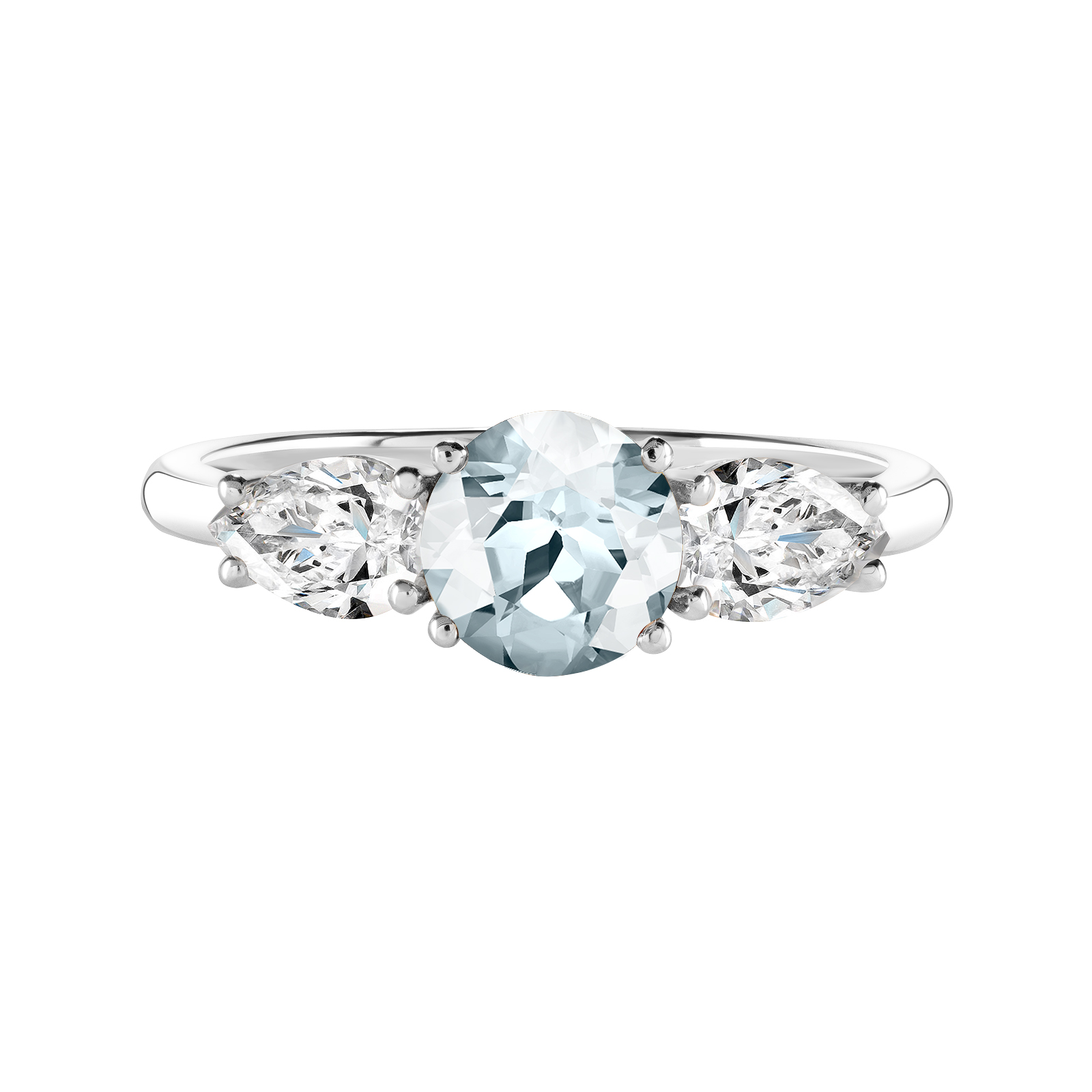 Bague Or blanc Aigue-marine et diamants Lady Duo de Poires 1