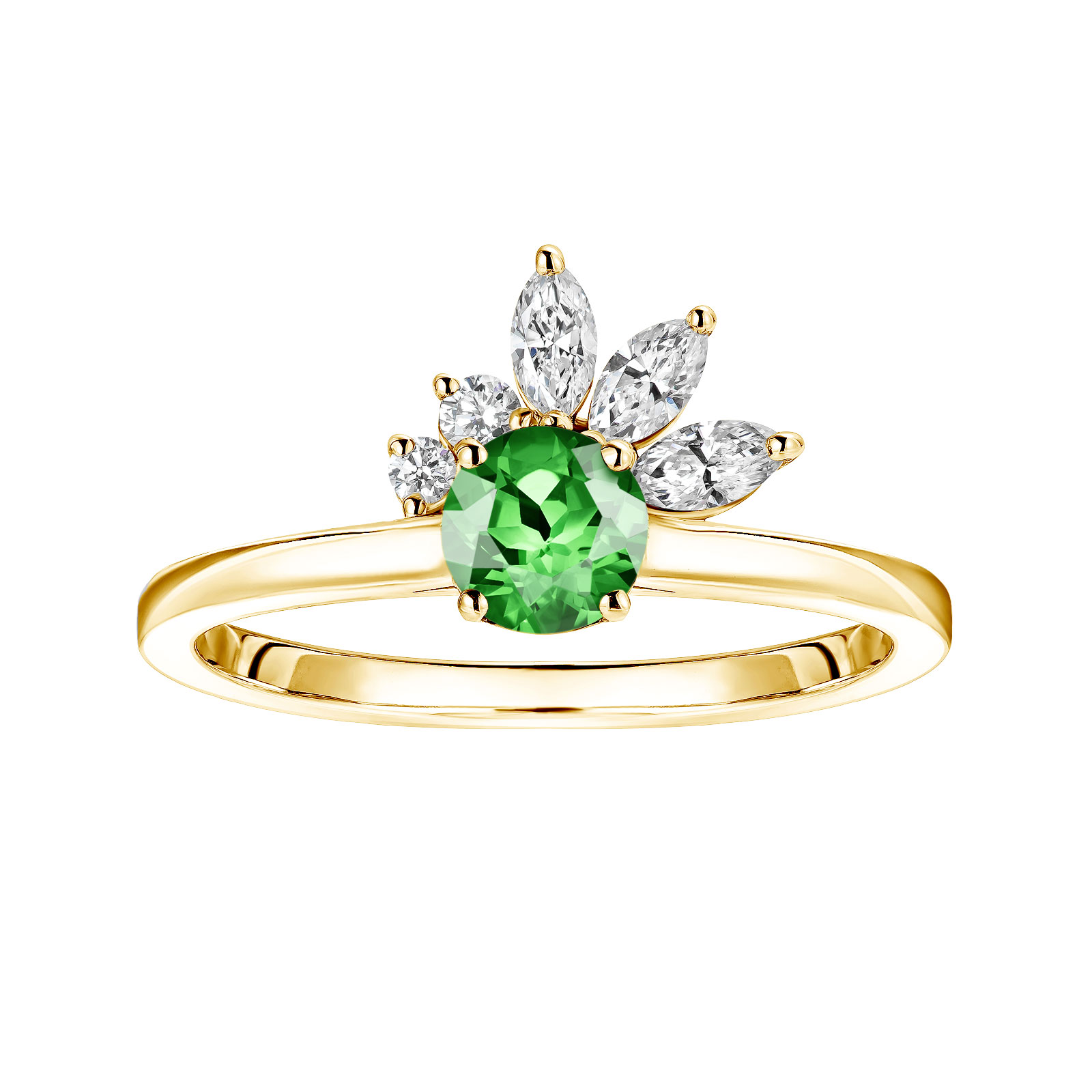 Bague Or jaune Tsavorite et diamants Little EverBloom 1