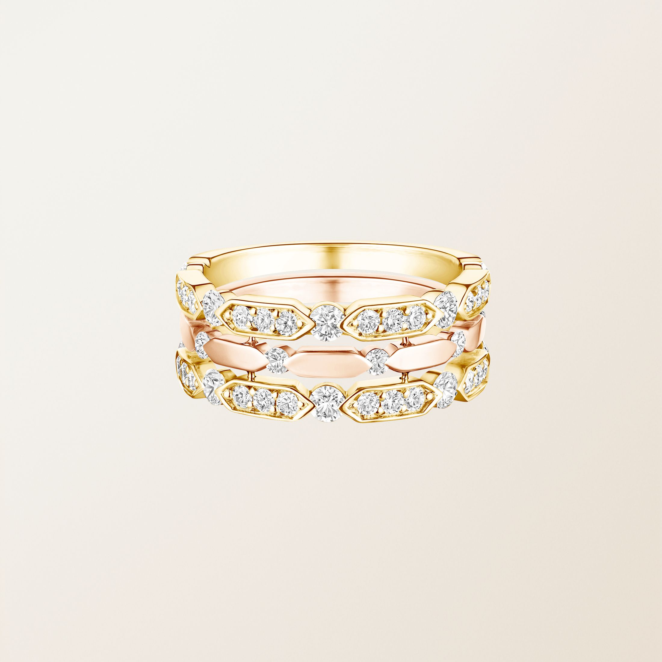 Bague Or jaune / Or rose 18 cts Diamant MET Prima
