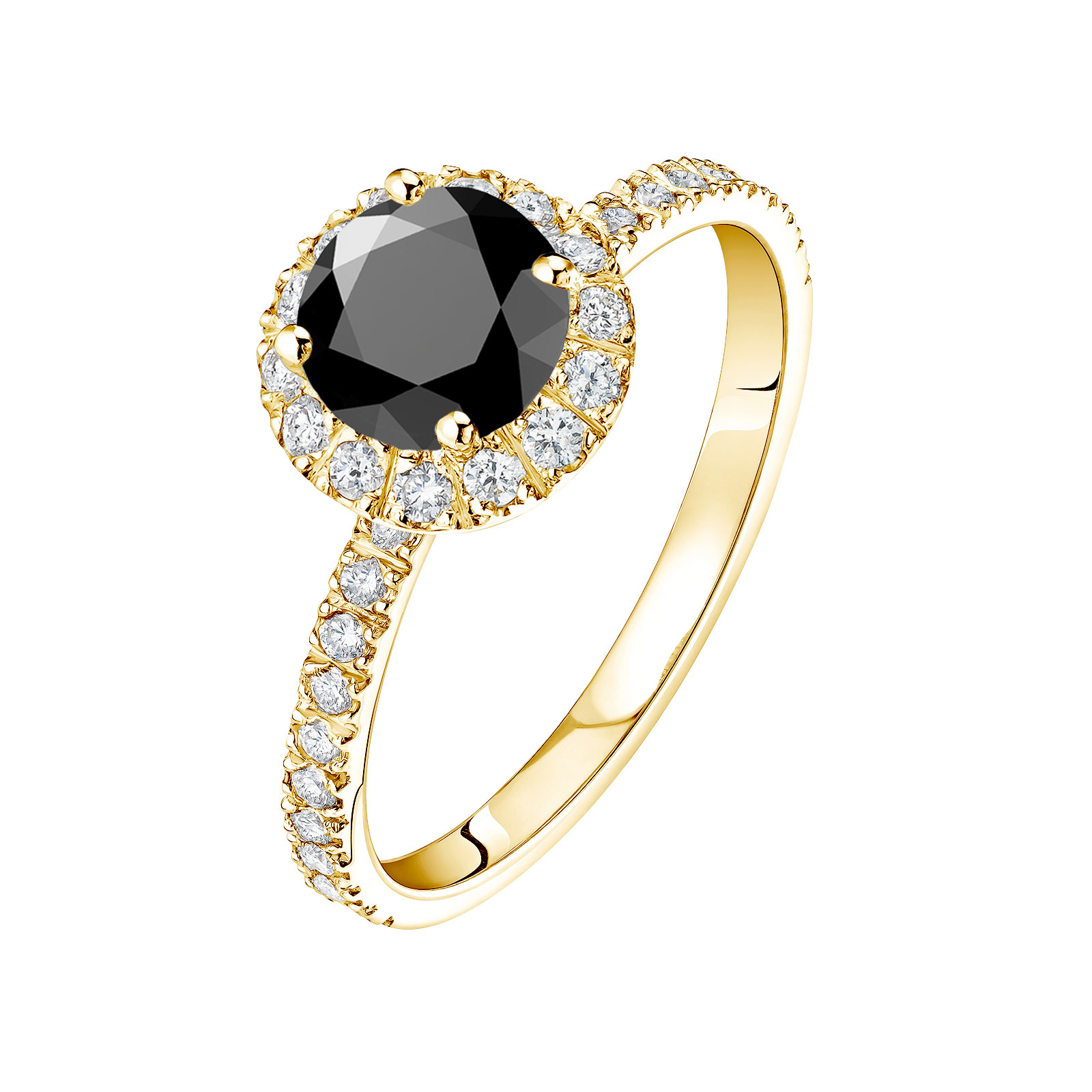 Bague Or jaune Spinelle noir et diamants Rétromantique L Pavée 1