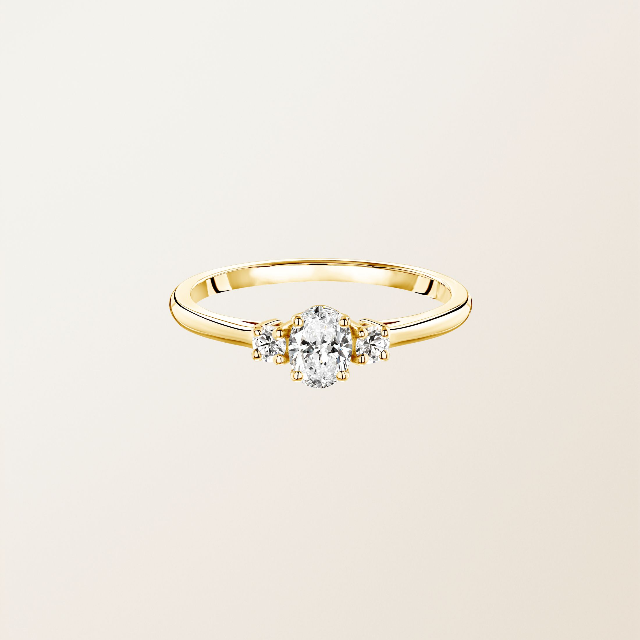 Bague Or jaune 18 cts Diamant Baby Lady Duo Ovale