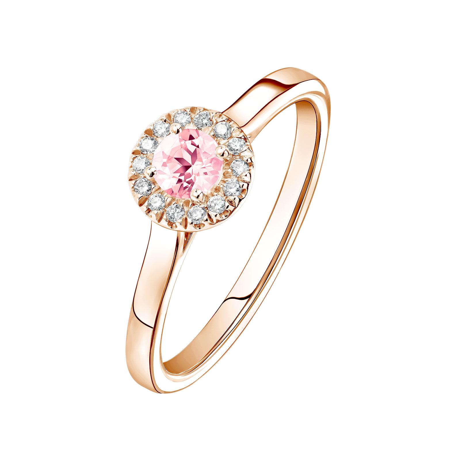 Bague Or rose Tourmaline et diamants Rétromantique S 1