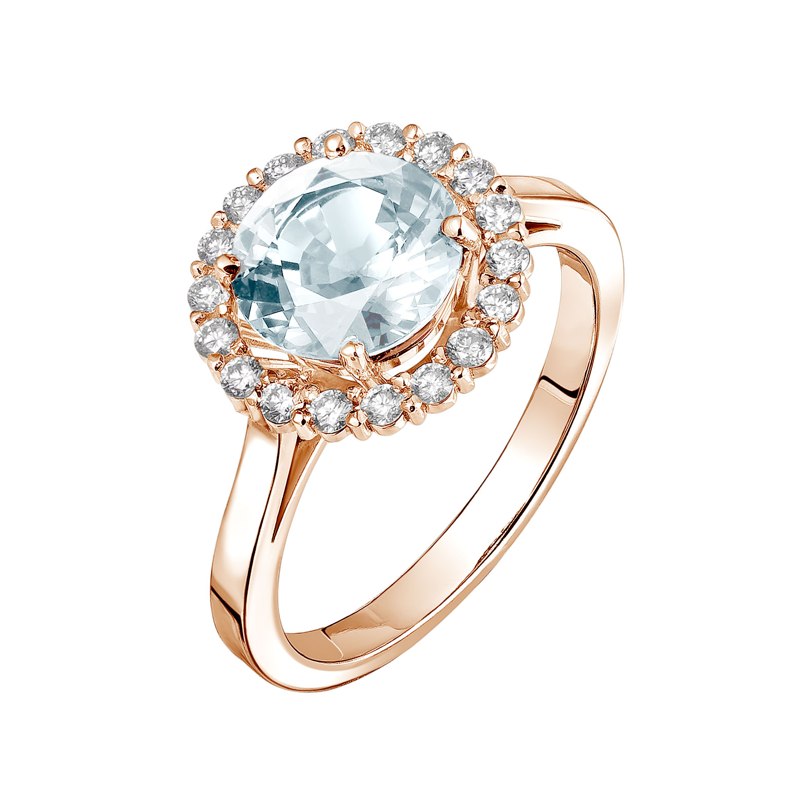 Bague Or rose Aigue-marine et diamants Rétromantique XL 1