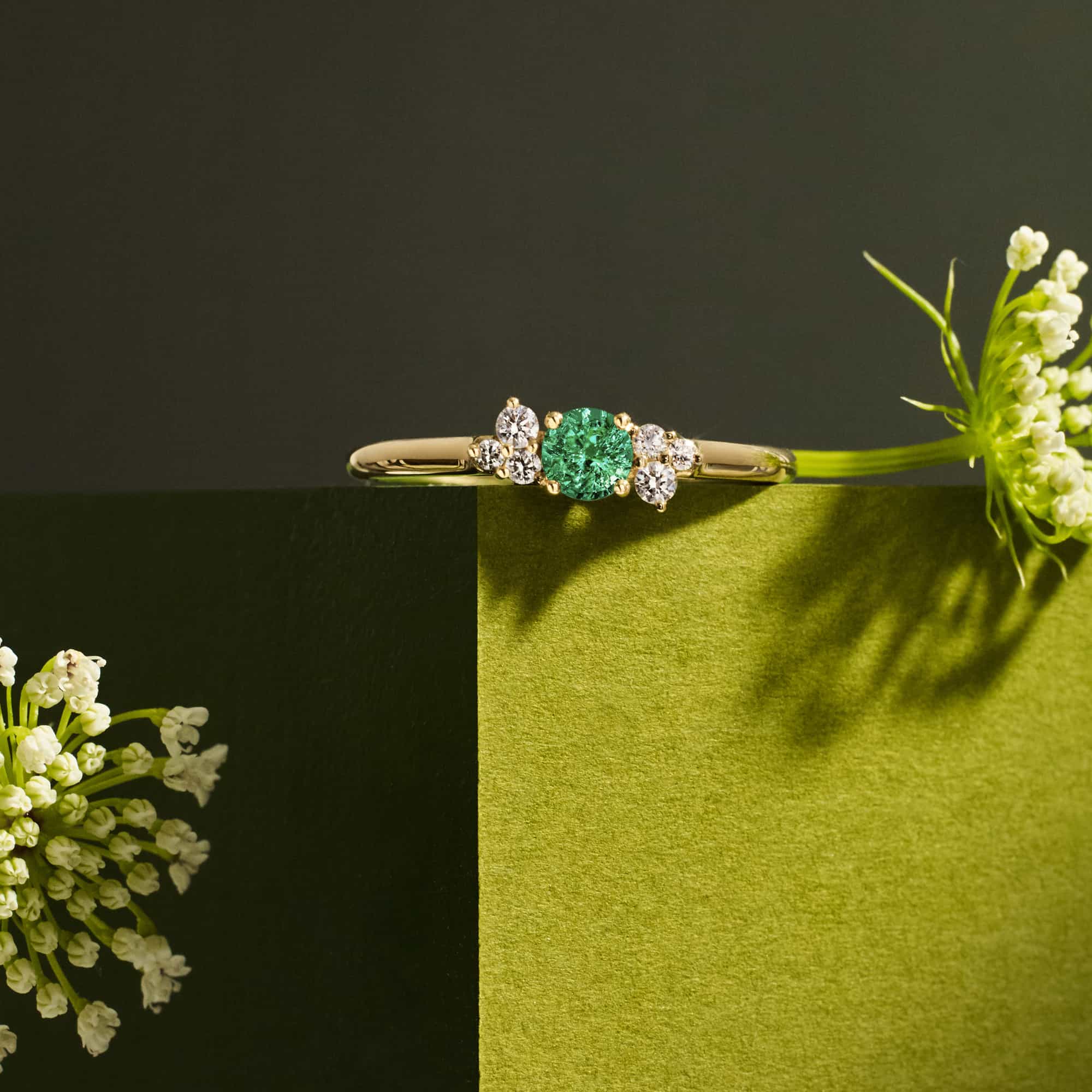 リング ホワイトゴールド アクアマリンとダイヤモンド Baby EverBloom 5