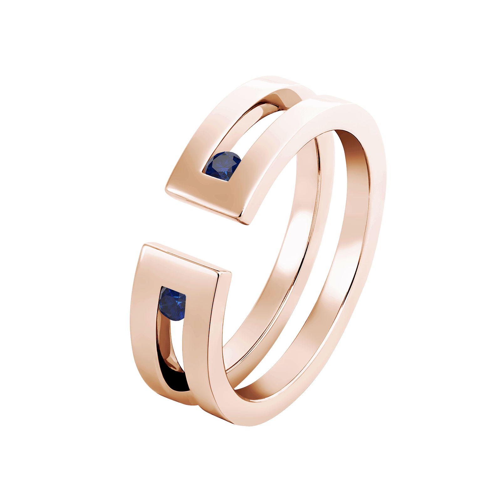Bague Or rose Saphir Thésée Duo 1