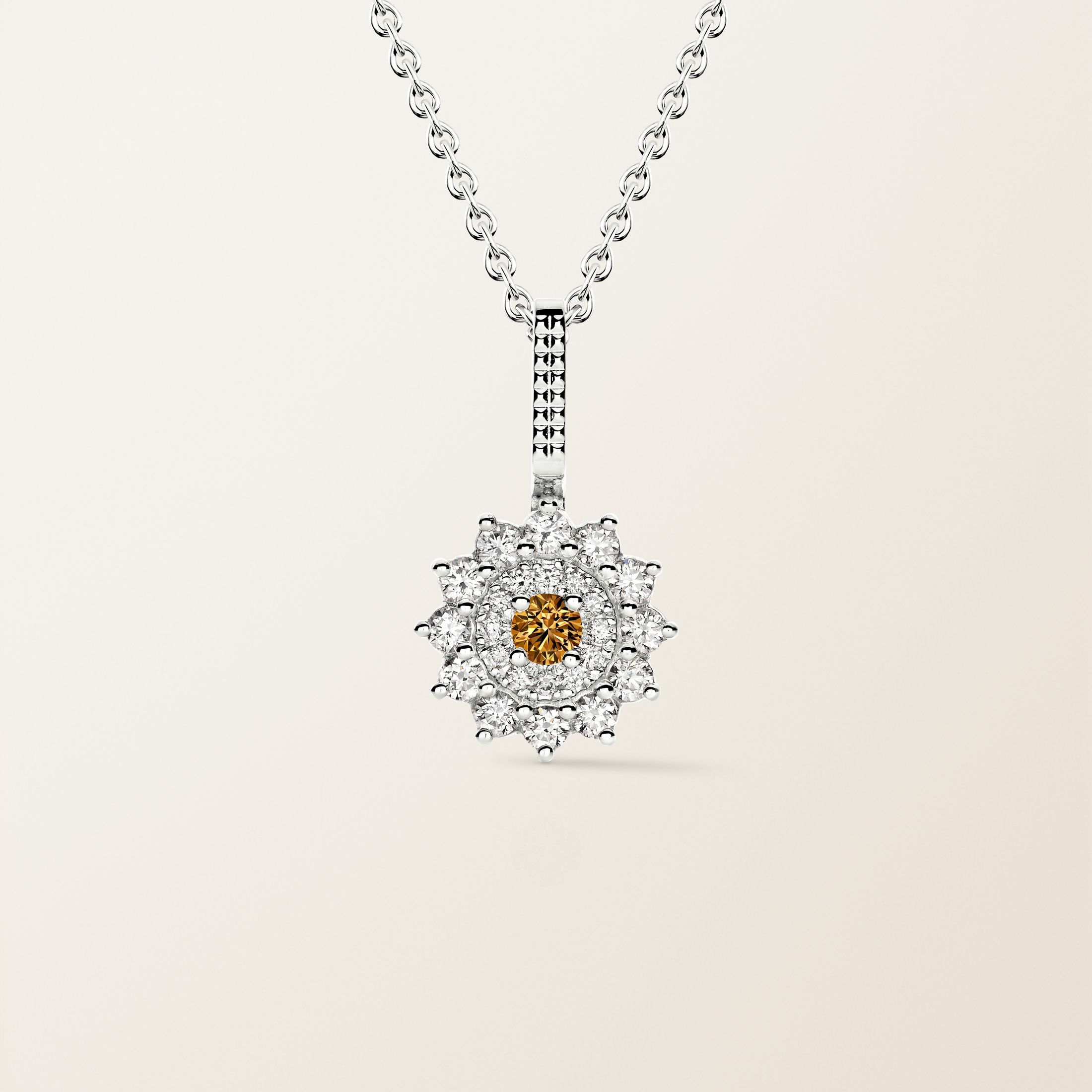 Weißgold, Cognac-Diamant