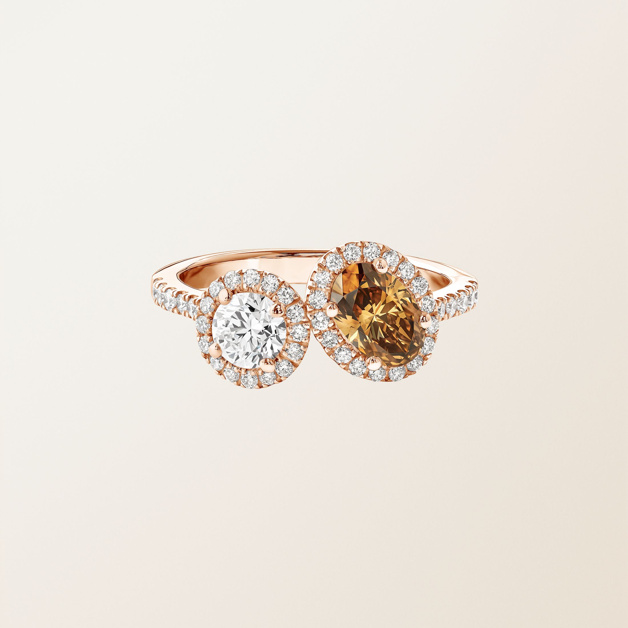 Bague Or rose 18 cts Diamant Cognac AlterEgo Ovale L