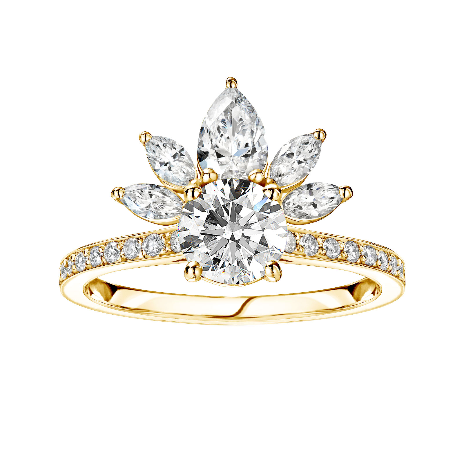 Bague Or jaune Diamant EverBloom Pavée 1