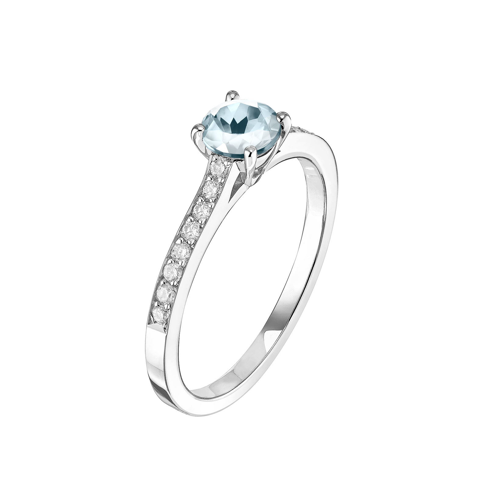 Bague Or blanc Aigue-marine et diamants Little Lady Pavée 1