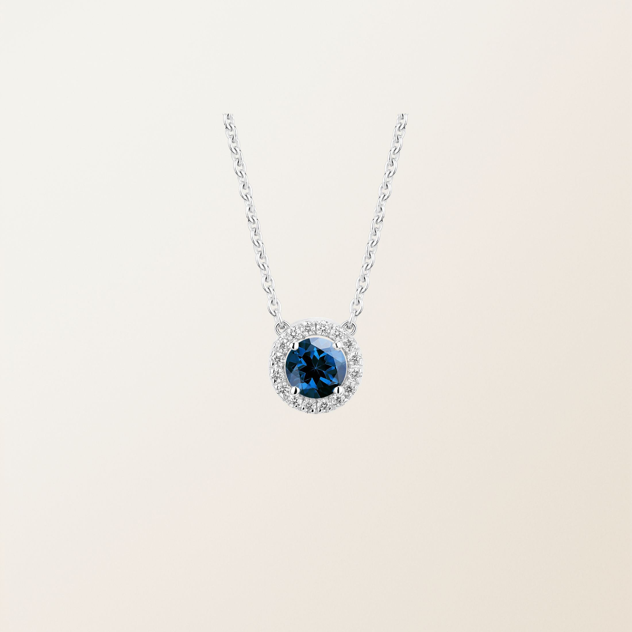 Pendentif Or blanc 18 cts Saphir Rétromantique S