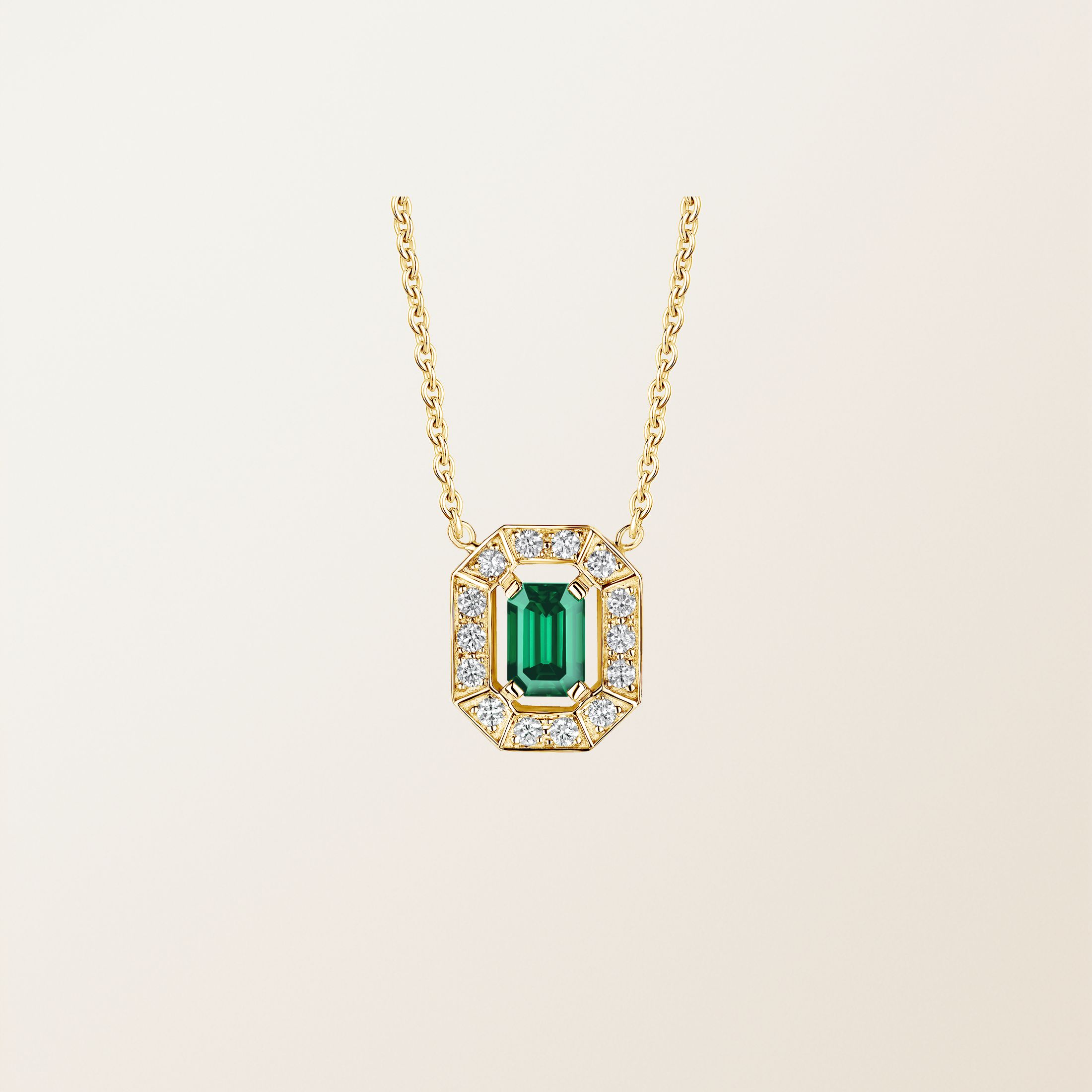 Pendentif Or jaune 18 cts Emeraude Art Déco