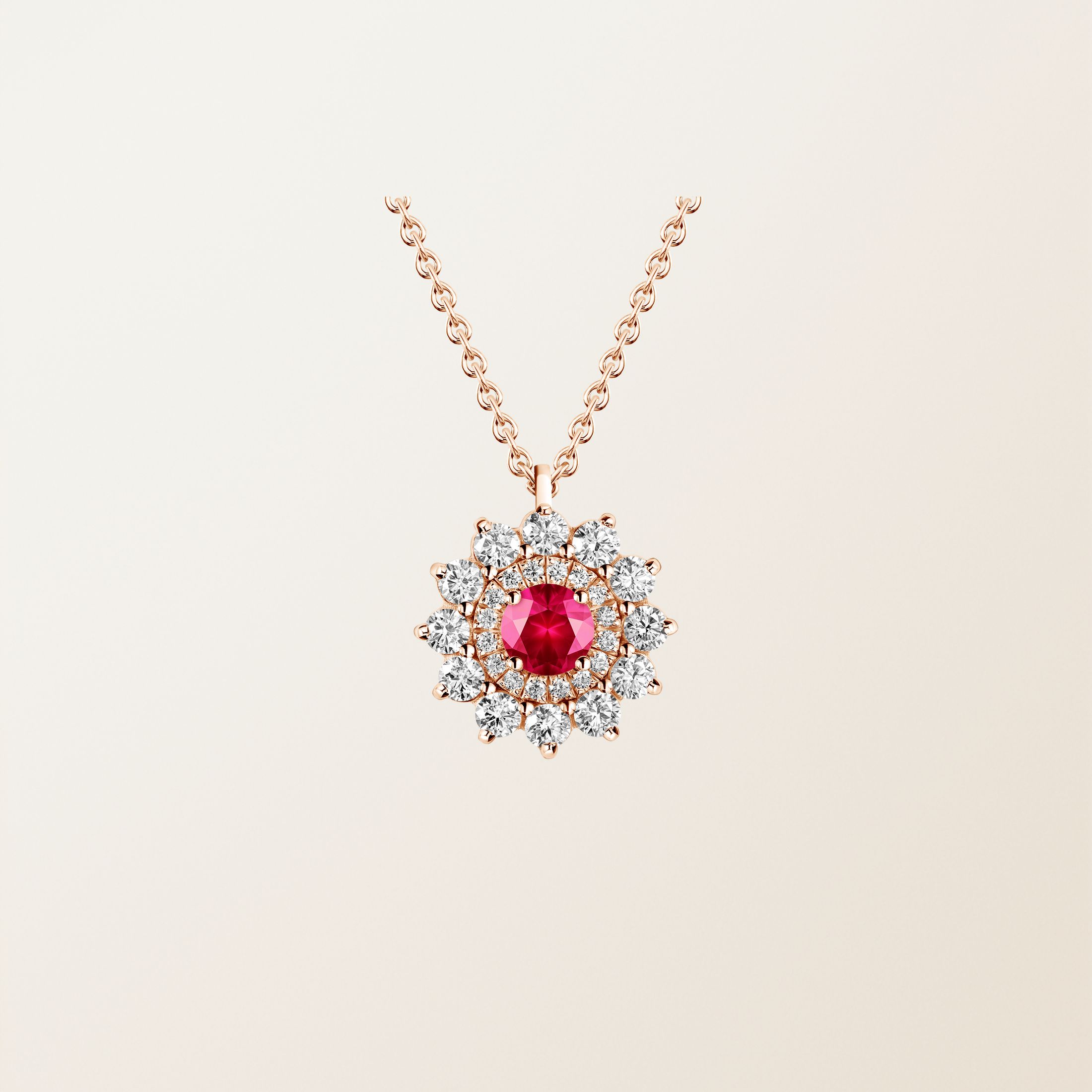 Pendentif Or rose 18 cts Rubis Lefkos