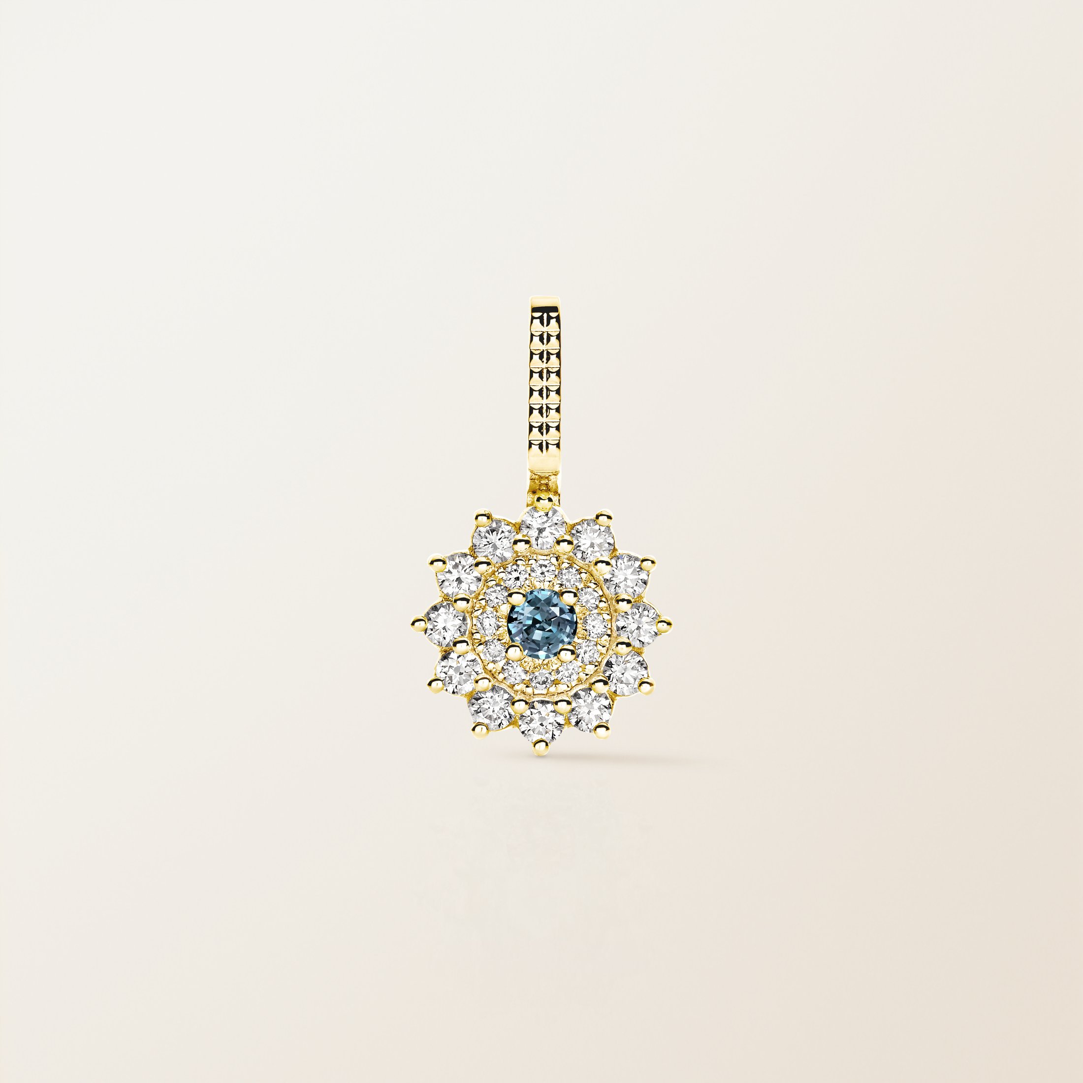 Or jaune, Saphir Bleu Gris
