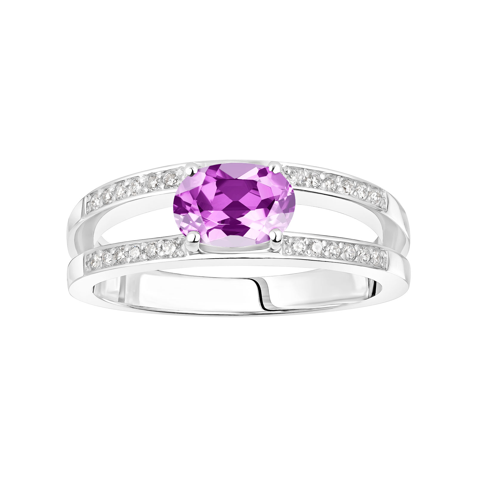 Bague Or blanc Améthyste et diamants Cassandra 1