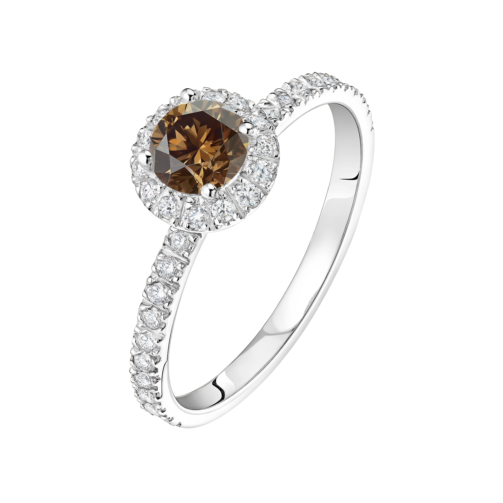 Bague Or blanc Diamant Chocolat et diamants Rétromantique M Pavée 1