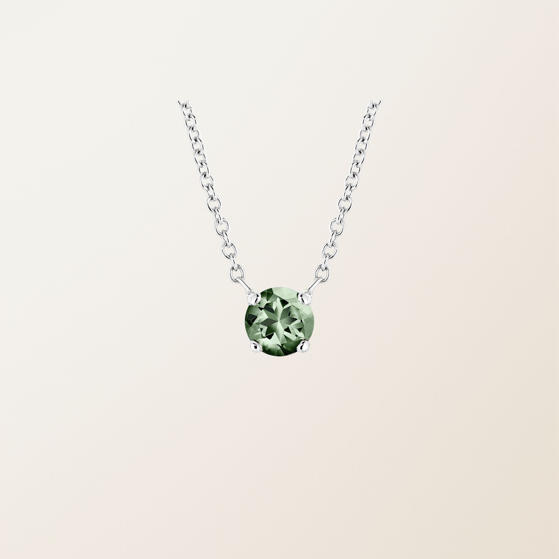 Pendentif Or blanc 18 cts Saphir Vert Lady XL