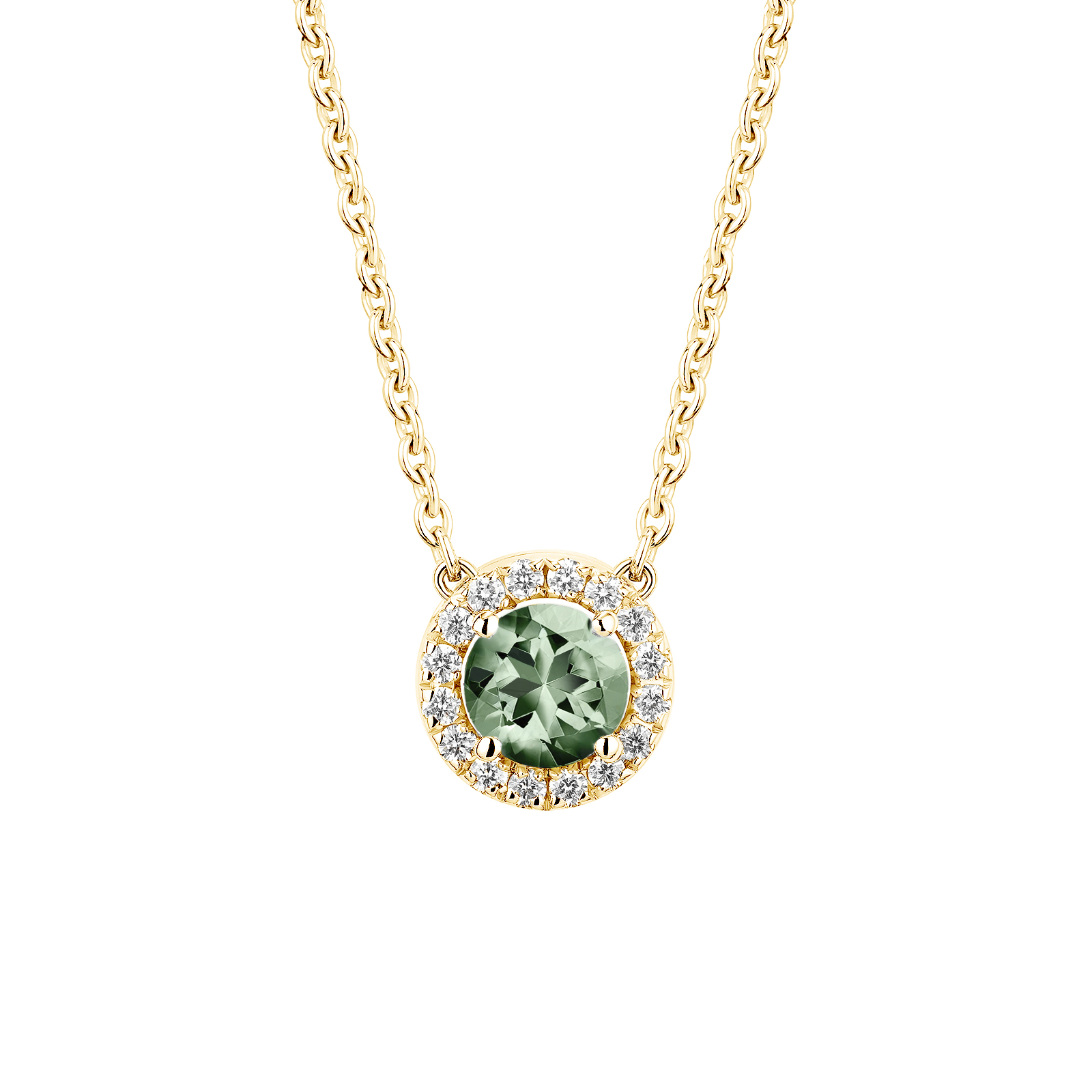 Pendentif Or jaune Saphir Vert et diamants Rétromantique S 1