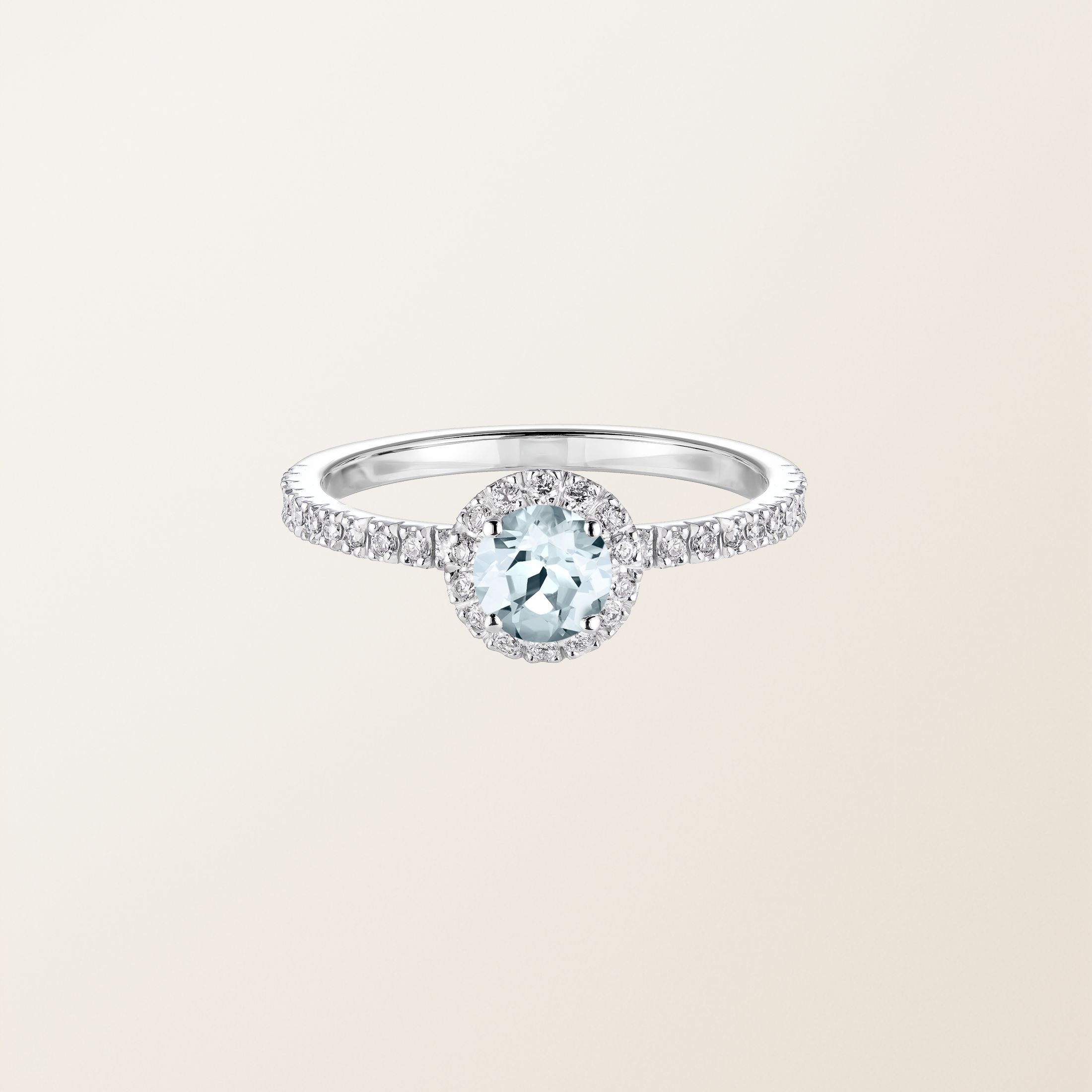 Ring Platin Aquamarin Rétromantique M Pavée