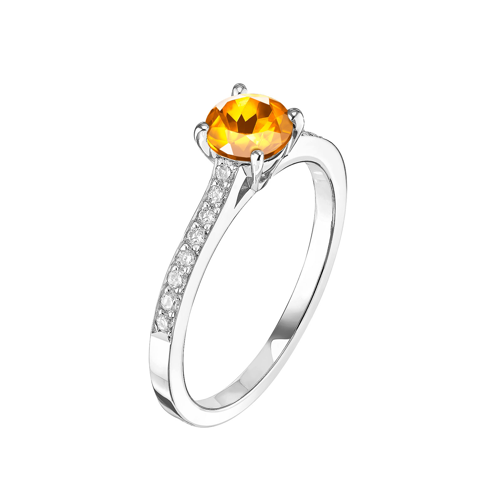 Bague Platine Citrine et diamants Lady Pavée 1