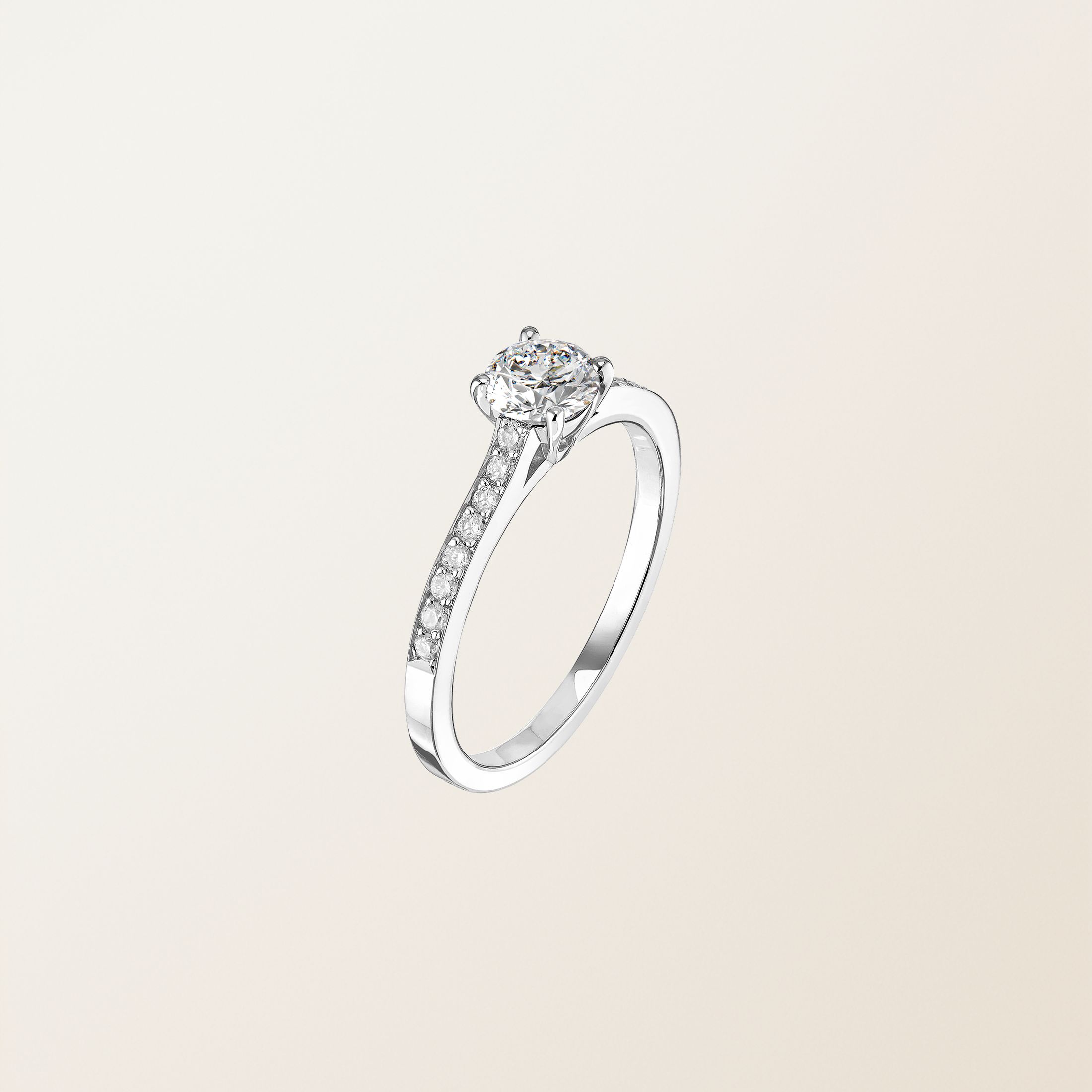 Bague Or blanc 18 cts Diamant Little Lady Pavée