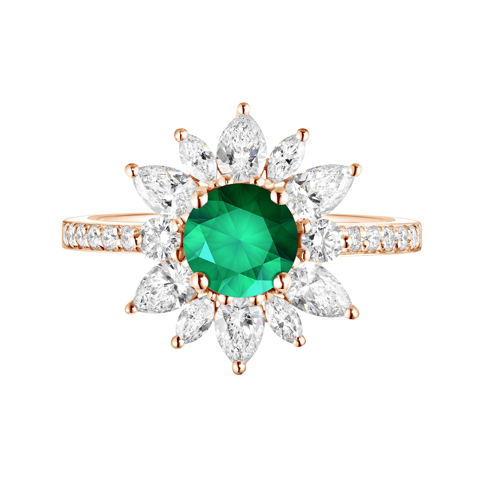 Bague Or rose Emeraude et diamants EverBloom Prima 1