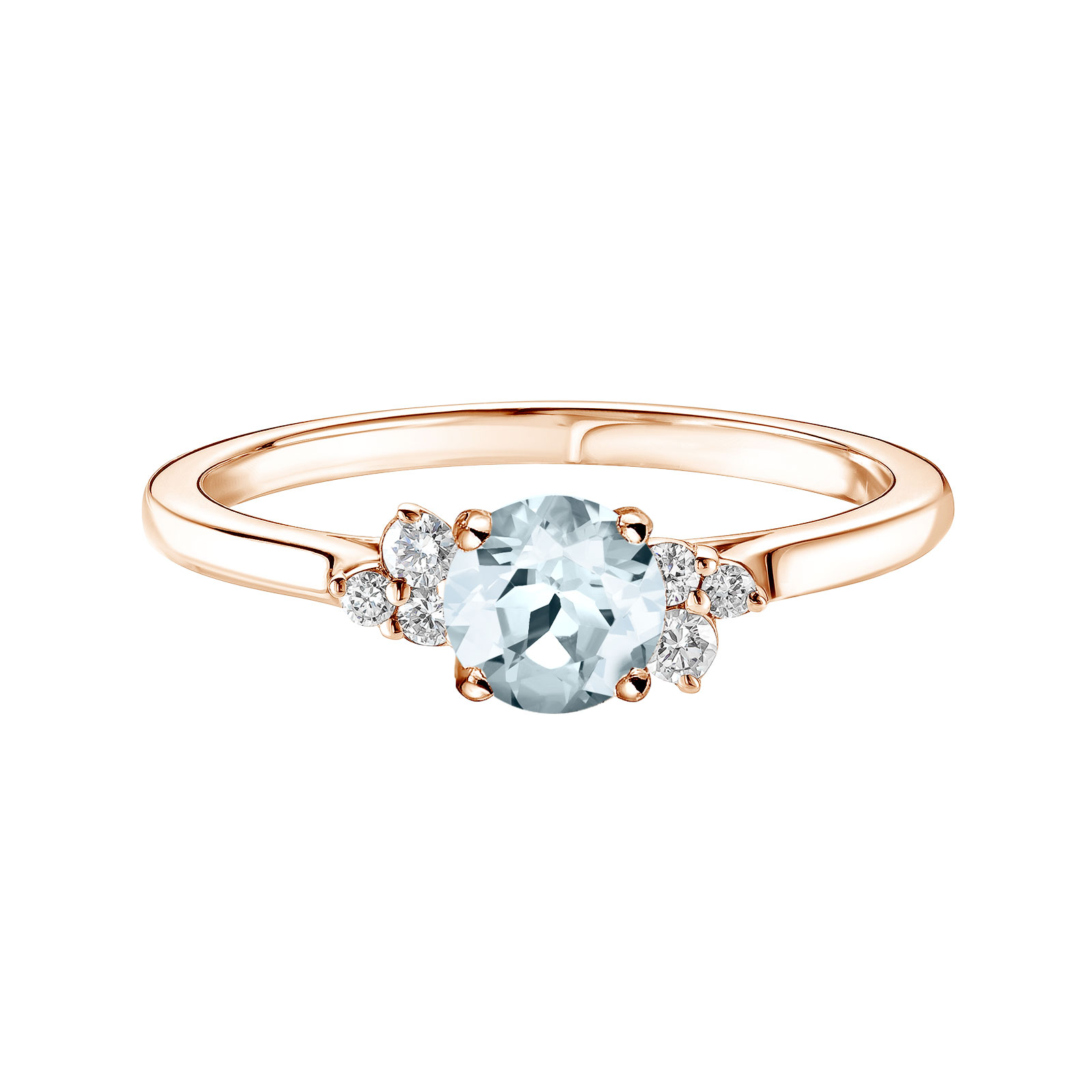 Bague Or rose Aigue-marine et diamants Baby EverBloom 5 mm 1
