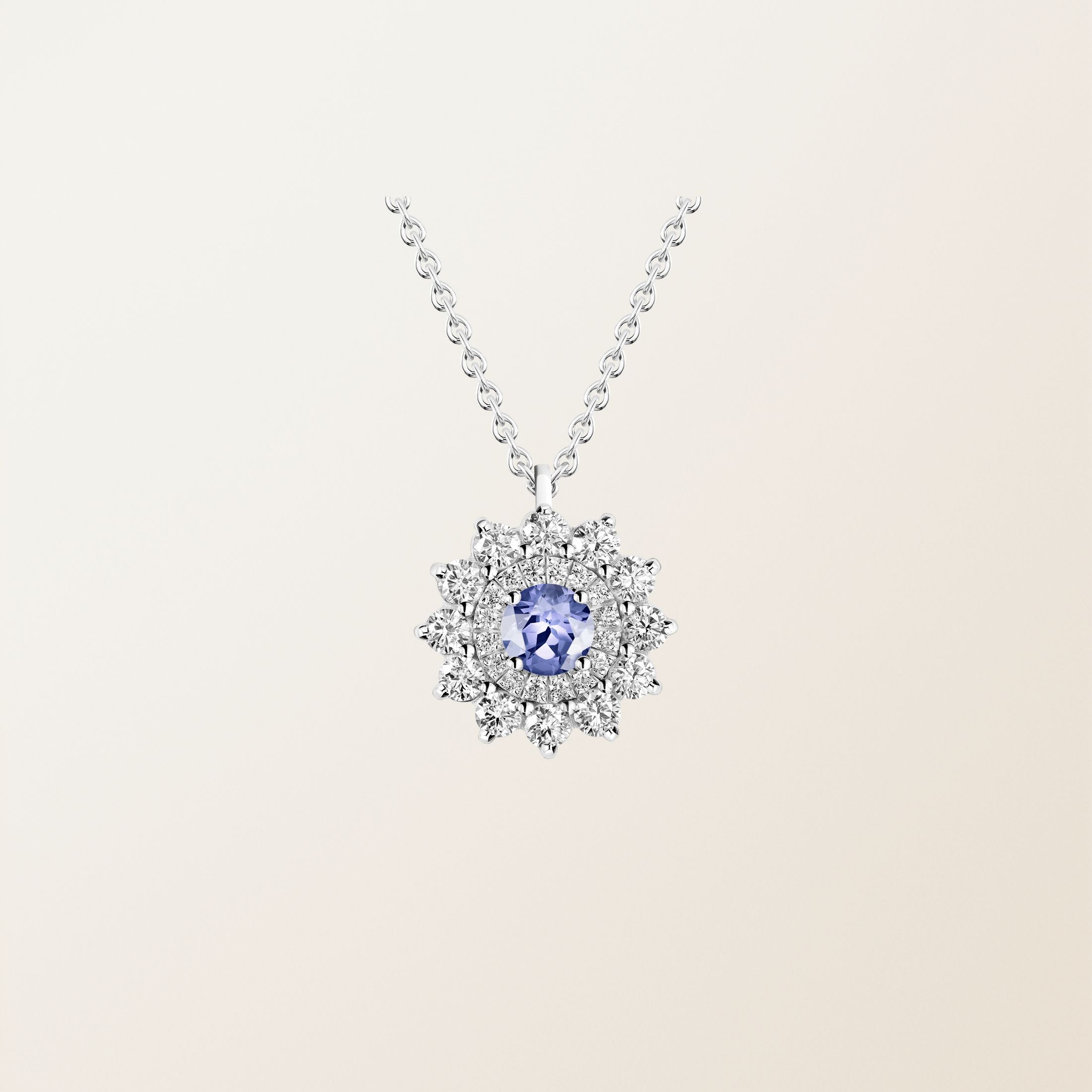 Pendentif Or blanc 18 cts Tanzanite Lefkos
