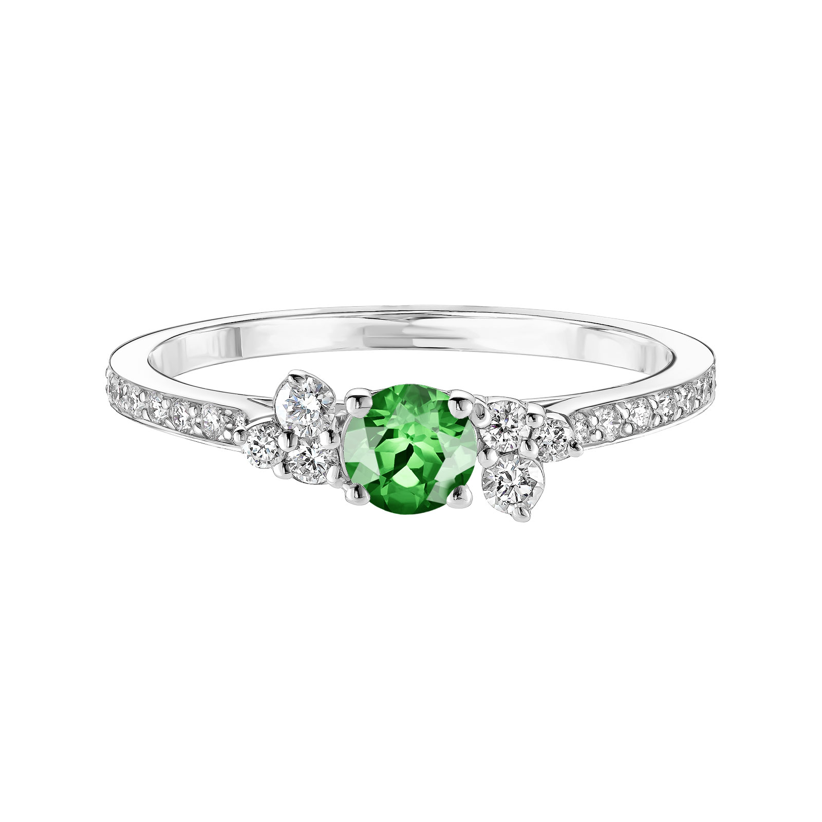 Bague Platine Tsavorite et diamants Baby EverBloom Pavée 1