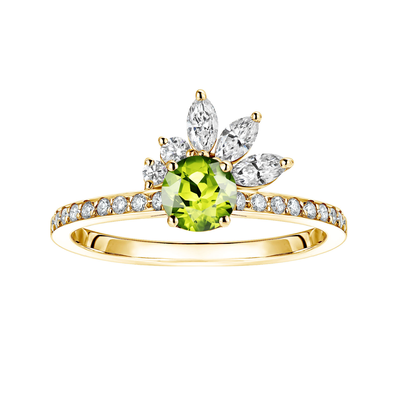 Bague Or jaune Péridot et diamants Little EverBloom Pavée 1