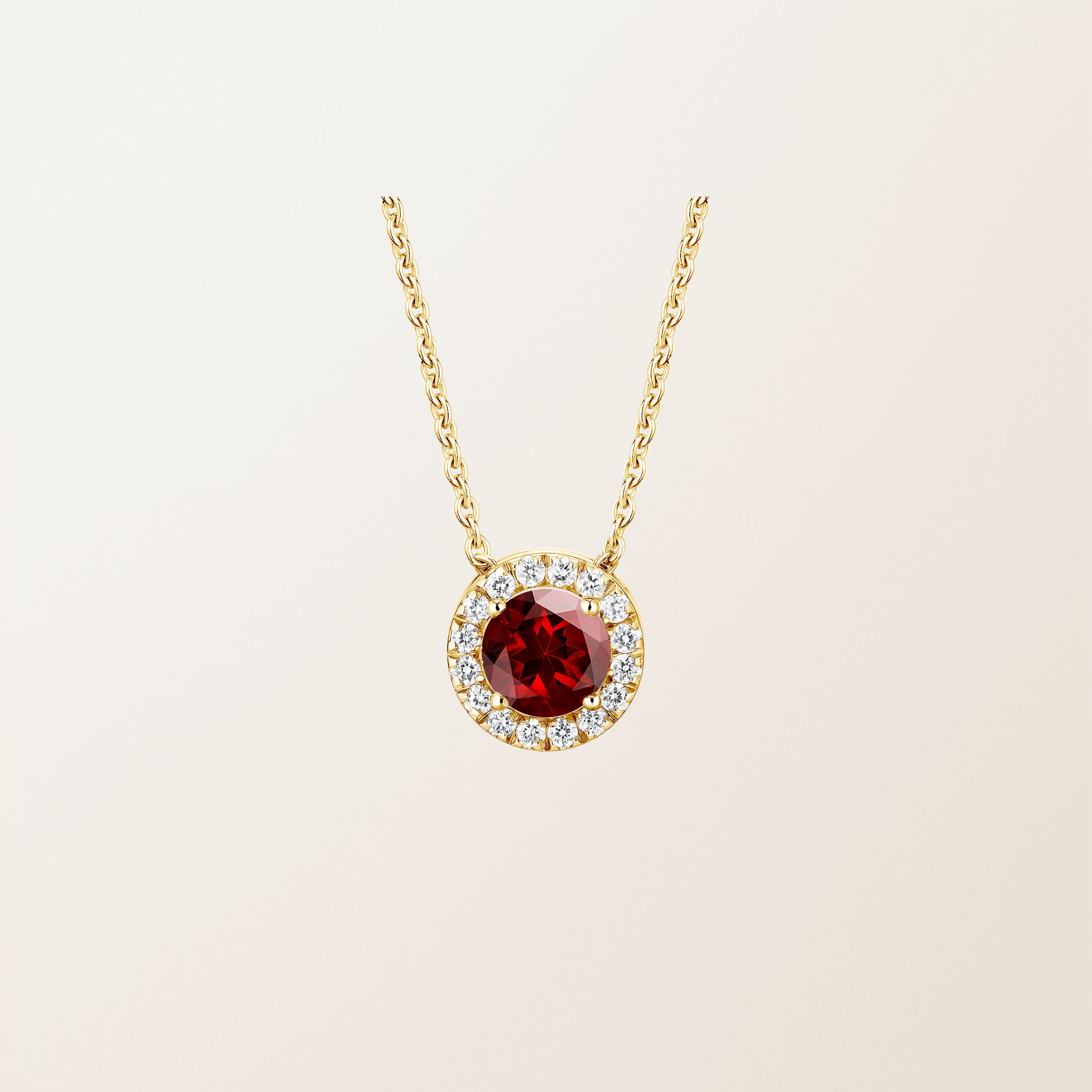 Pendentif Or jaune 18 cts Grenat Rétromantique M