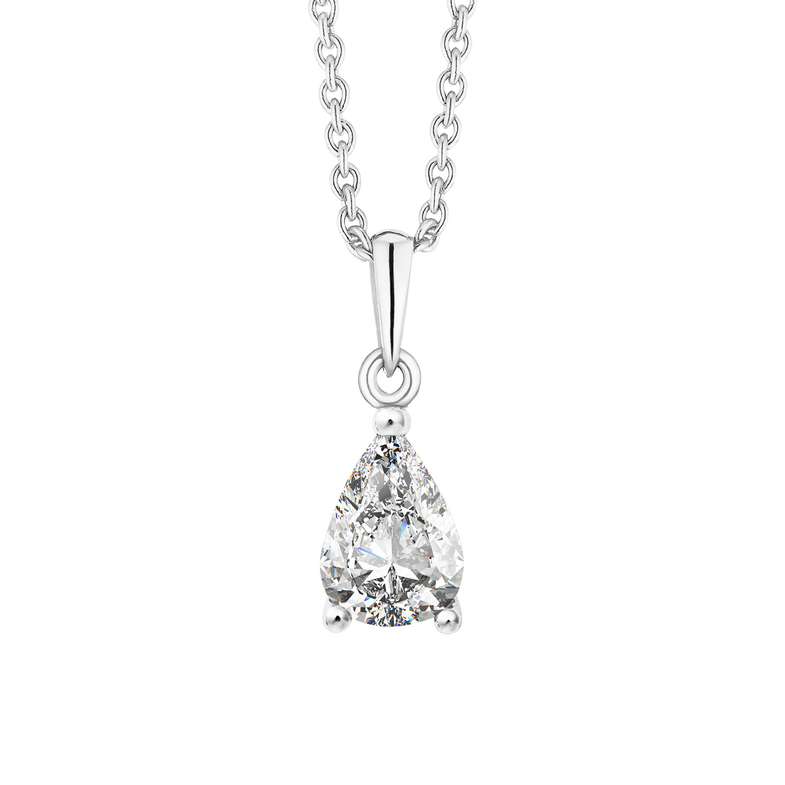 Pendentif Or blanc Diamant Goutte 1