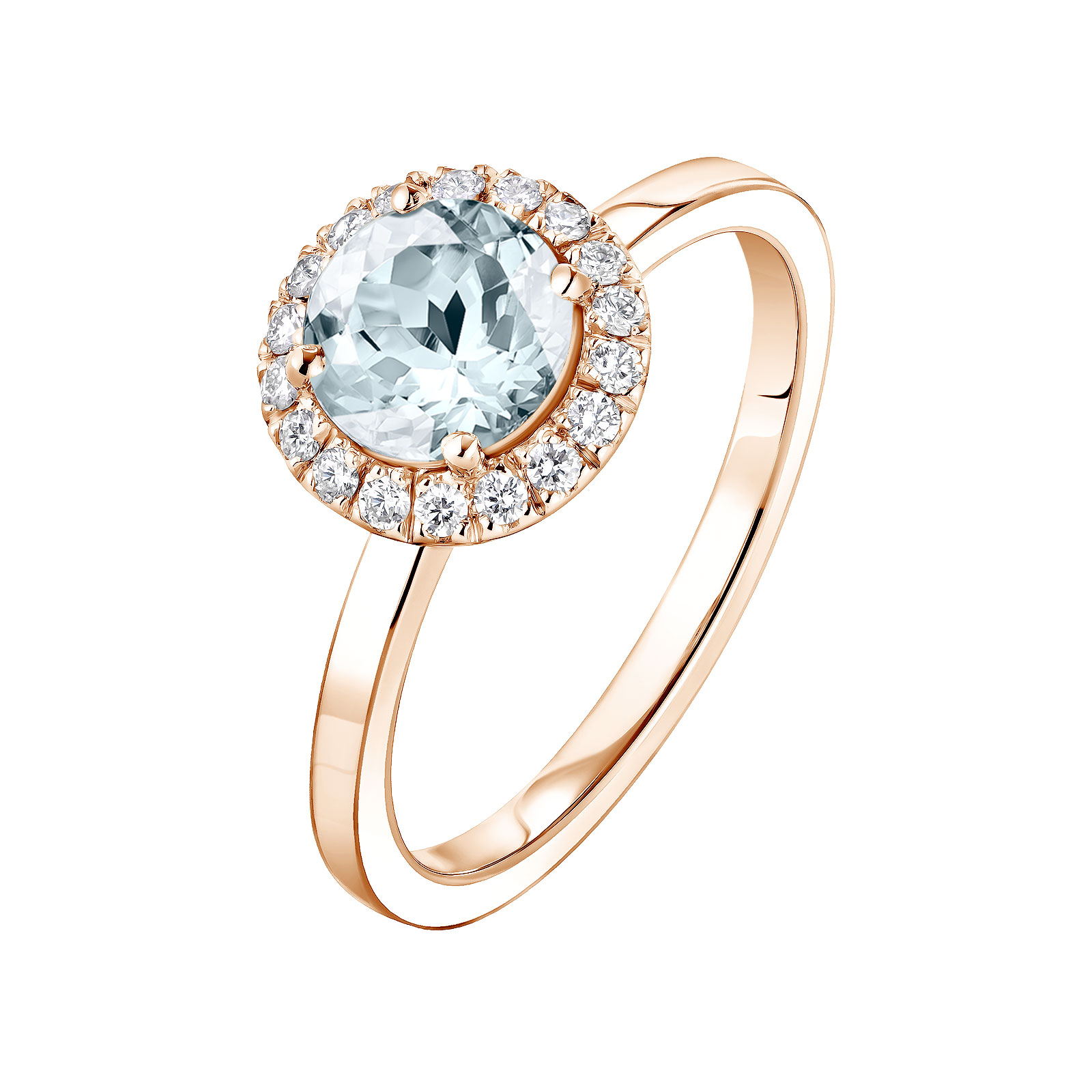 Bague Or rose Aigue-marine et diamants Rétromantique L 1