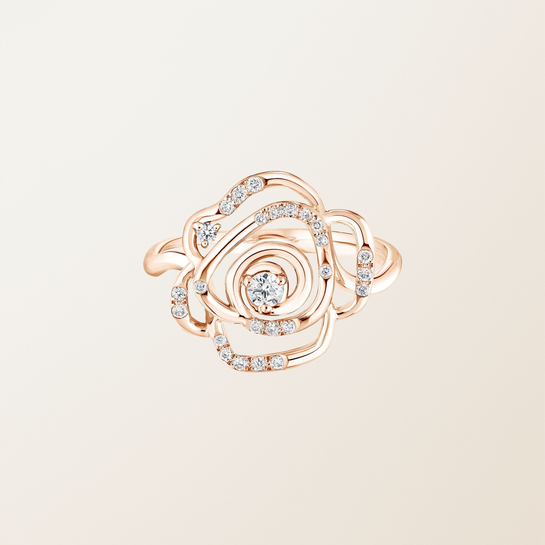Bague Or rose 18 cts Diamant PrimaRosa Pavée