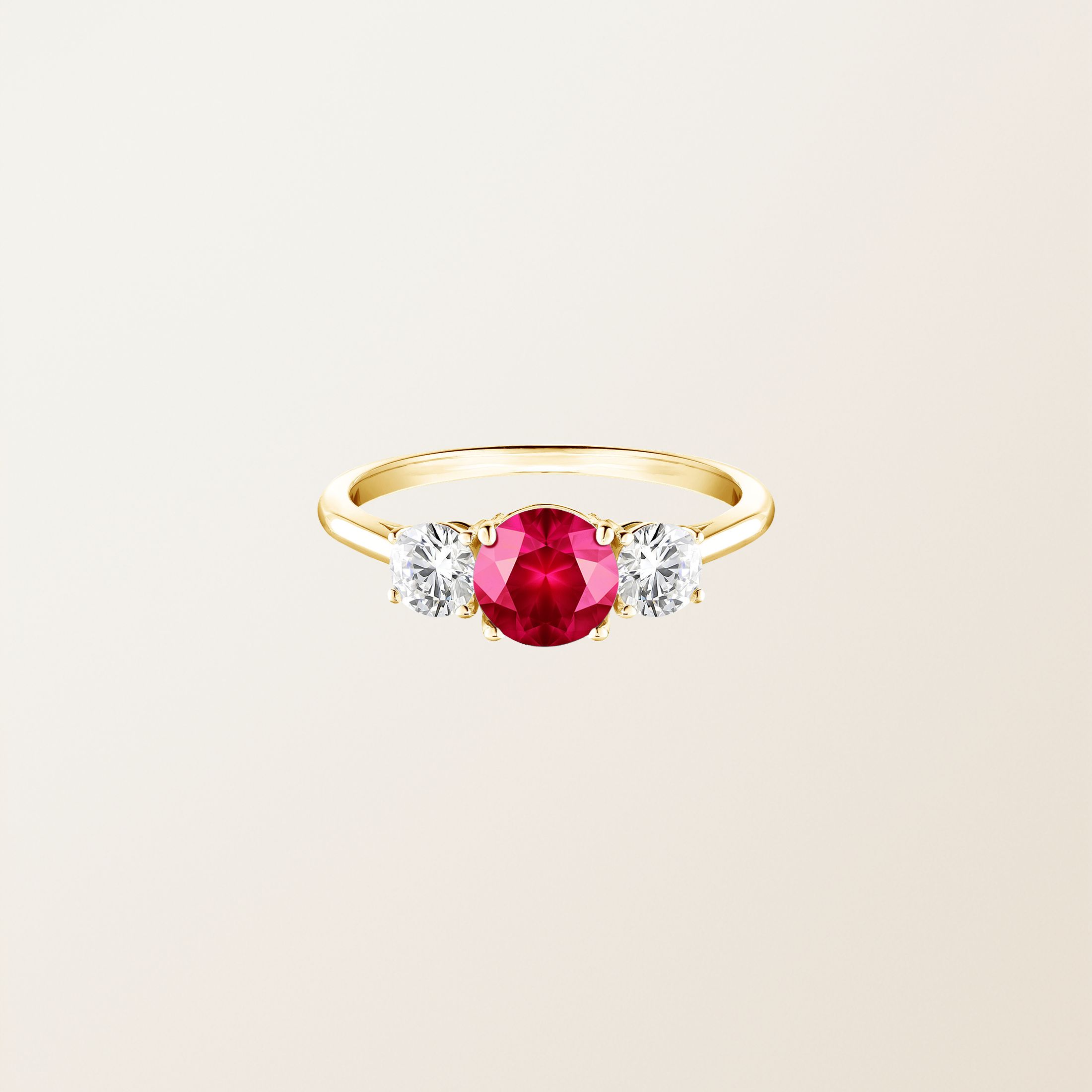 Bague Or jaune 18 cts Rubis Little Lady Duo