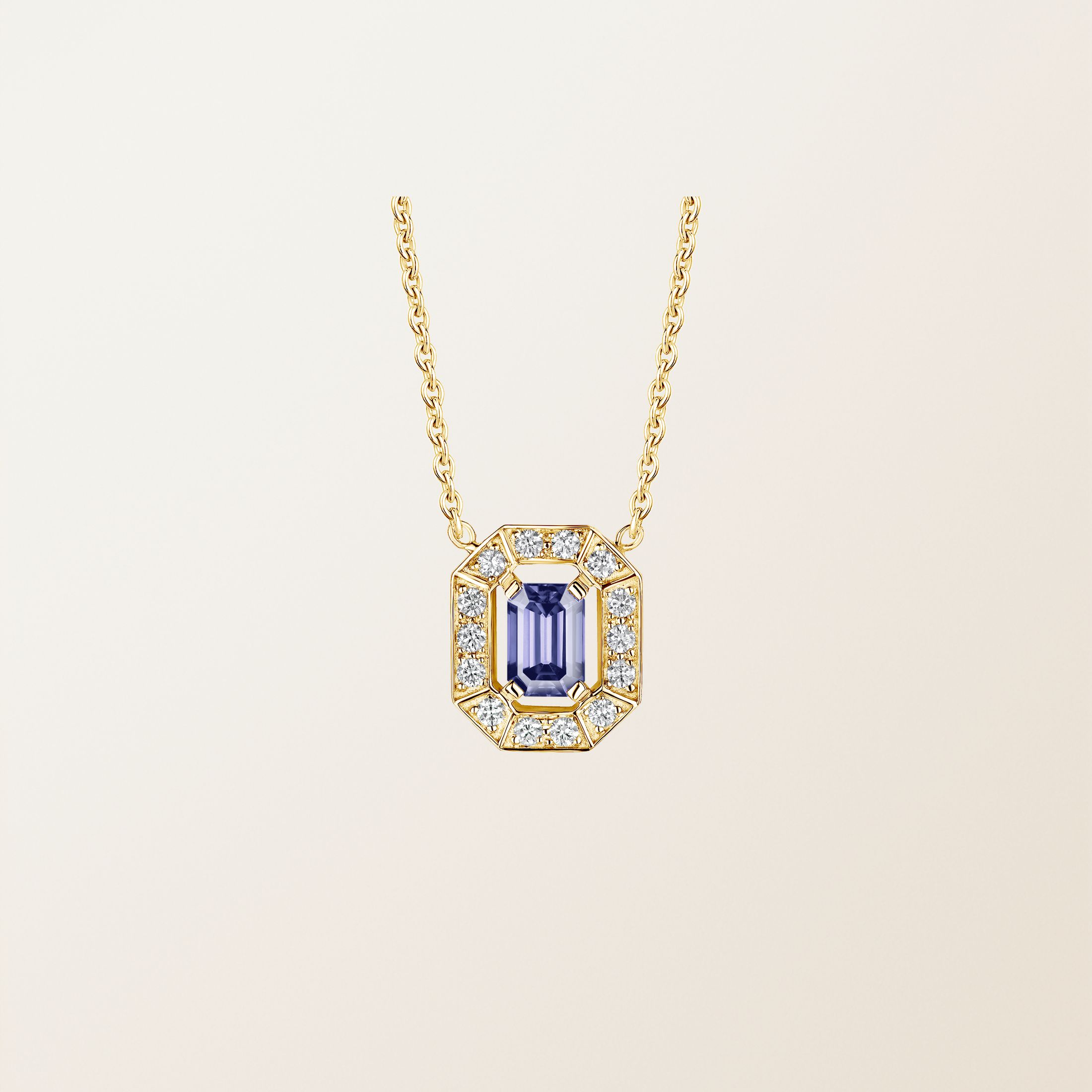Pendentif Or jaune 18 cts Tanzanite Art Déco