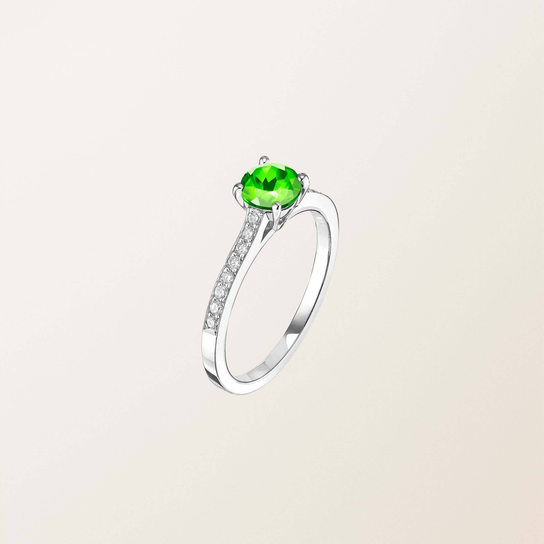 Bague Or Blanc 18 cts Tsavorite Lady Pavée