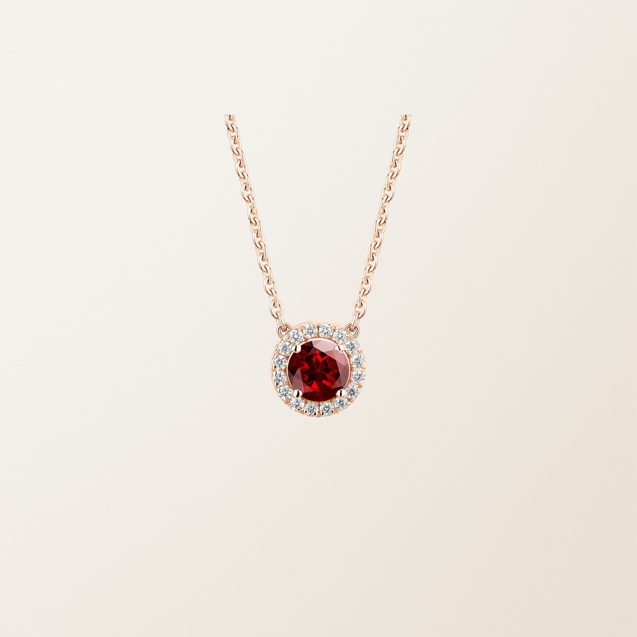 Pendentif Or rose 18 cts Grenat Rétromantique S