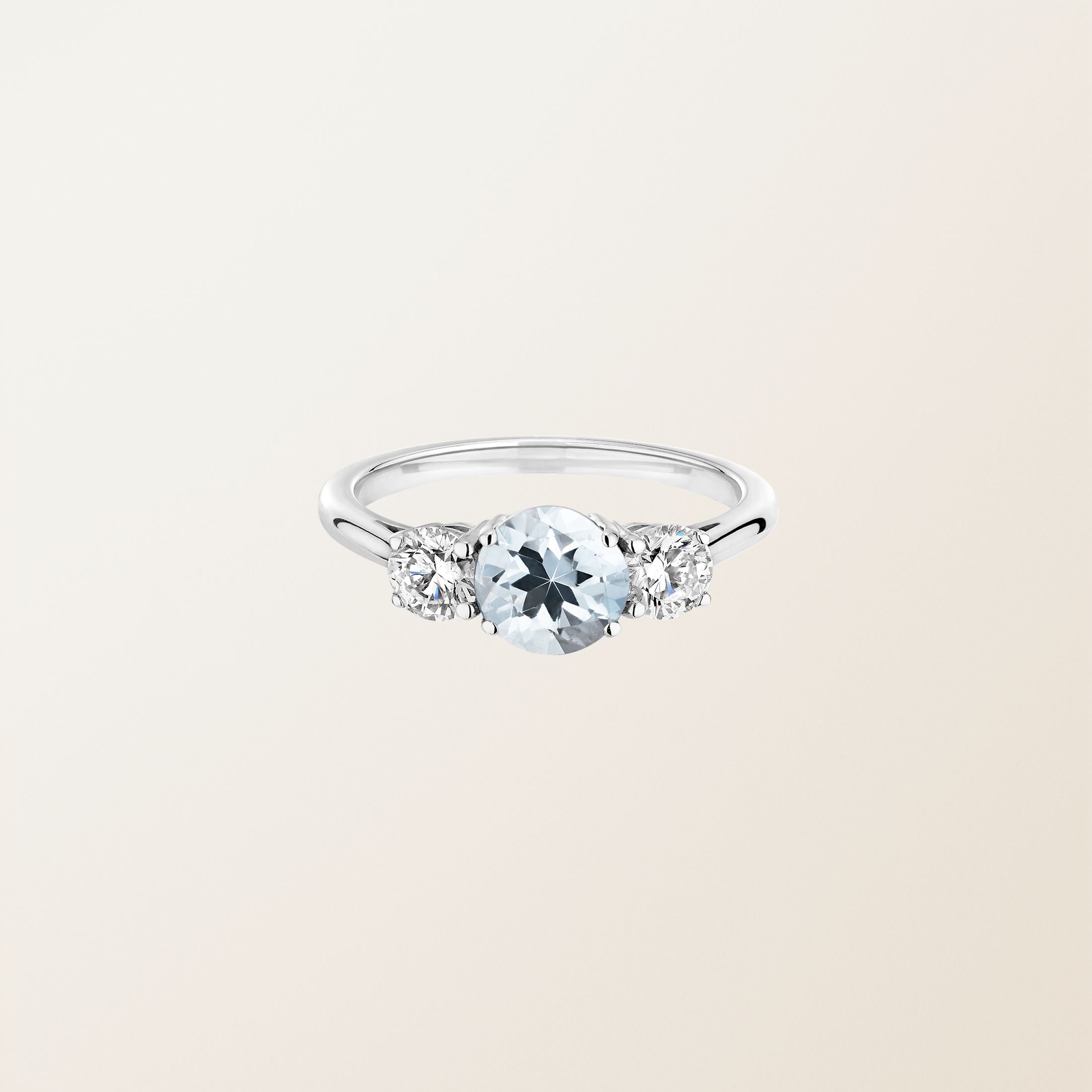 Bague Or blanc 18 cts Aigue-marine Lady Duo