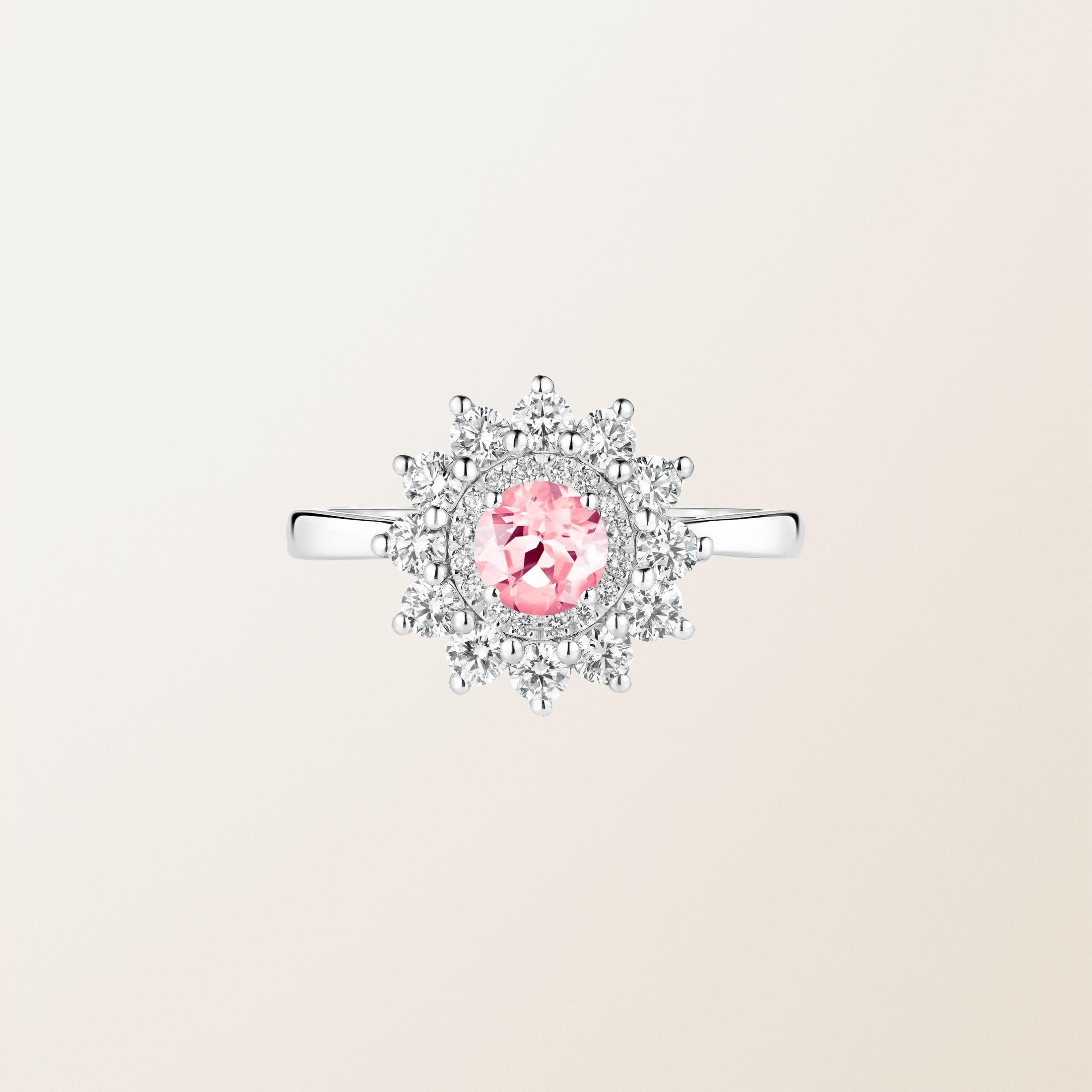 Bague Or blanc 18 cts Tourmaline Lefkos 5 mm