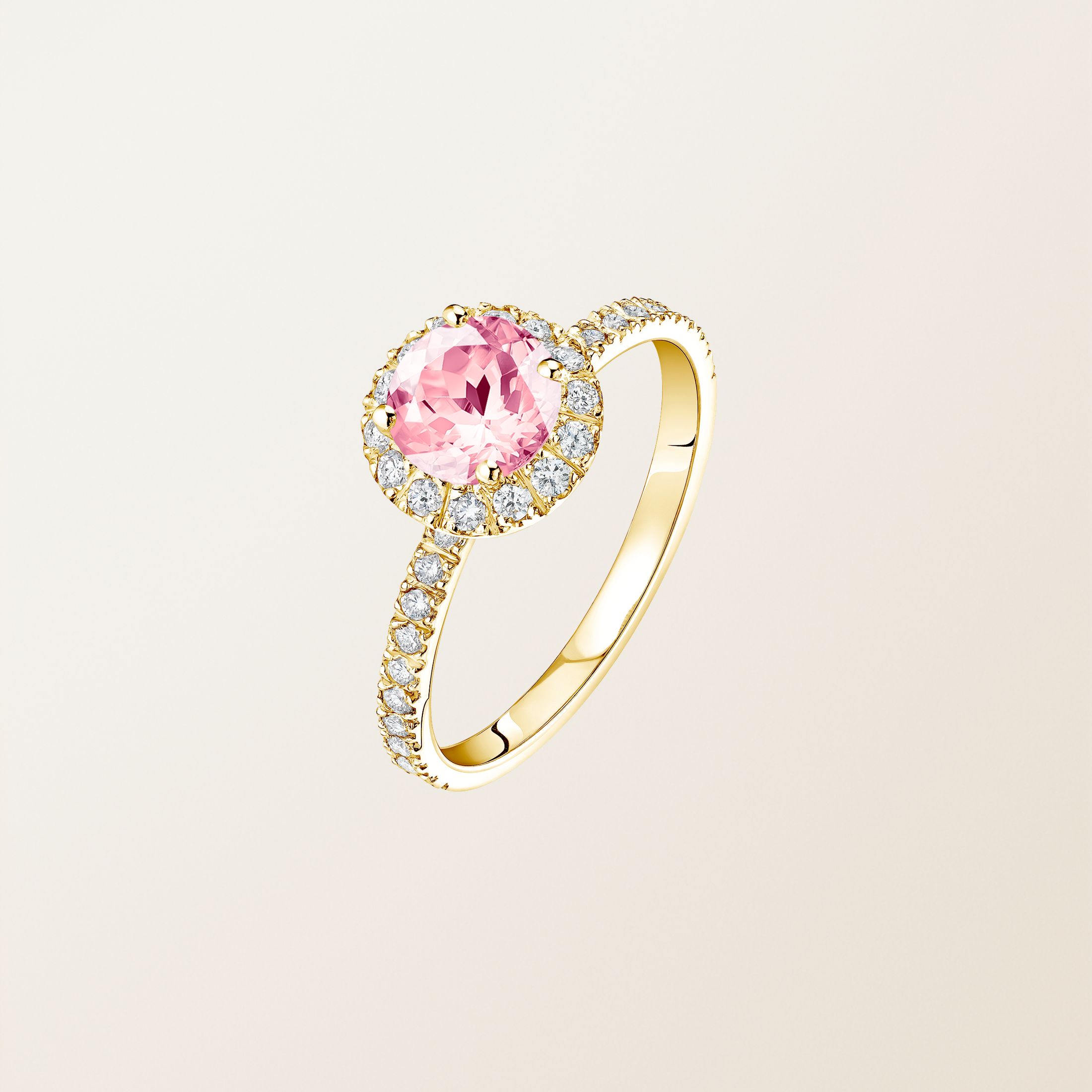 Bague Or jaune 18 cts Tourmaline Rétromantique L Pavée