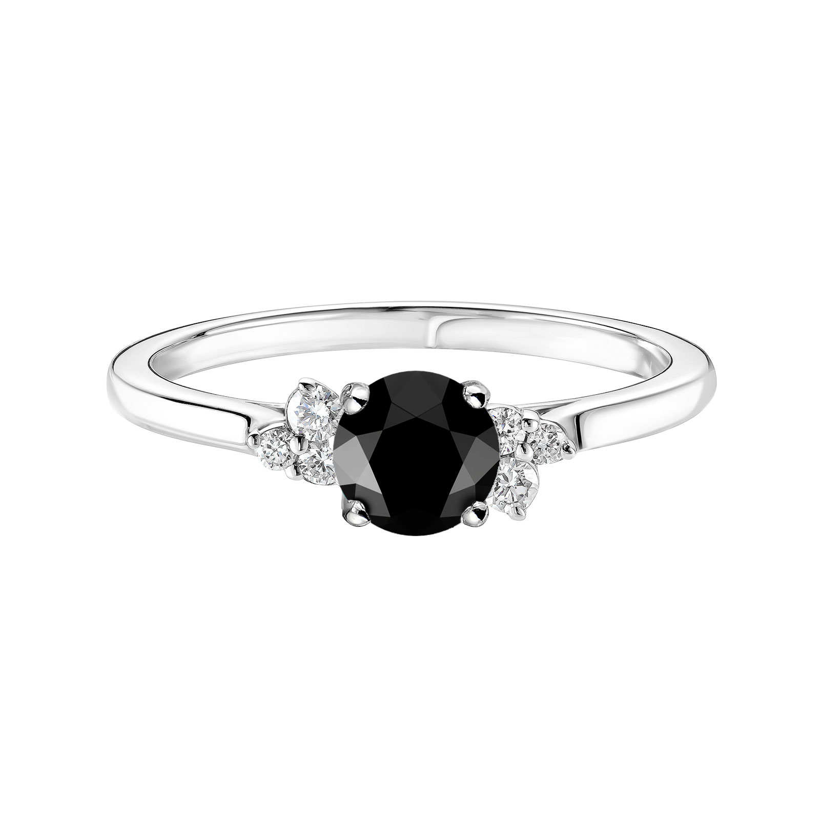 Bague Or blanc Spinelle noir et diamants Baby EverBloom 5 mm 1