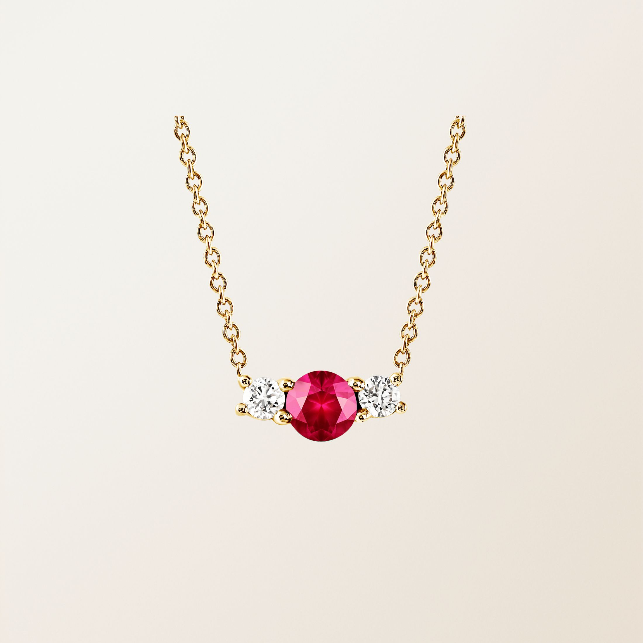 Pendentif Or jaune 18 cts Rubis Lady Duo