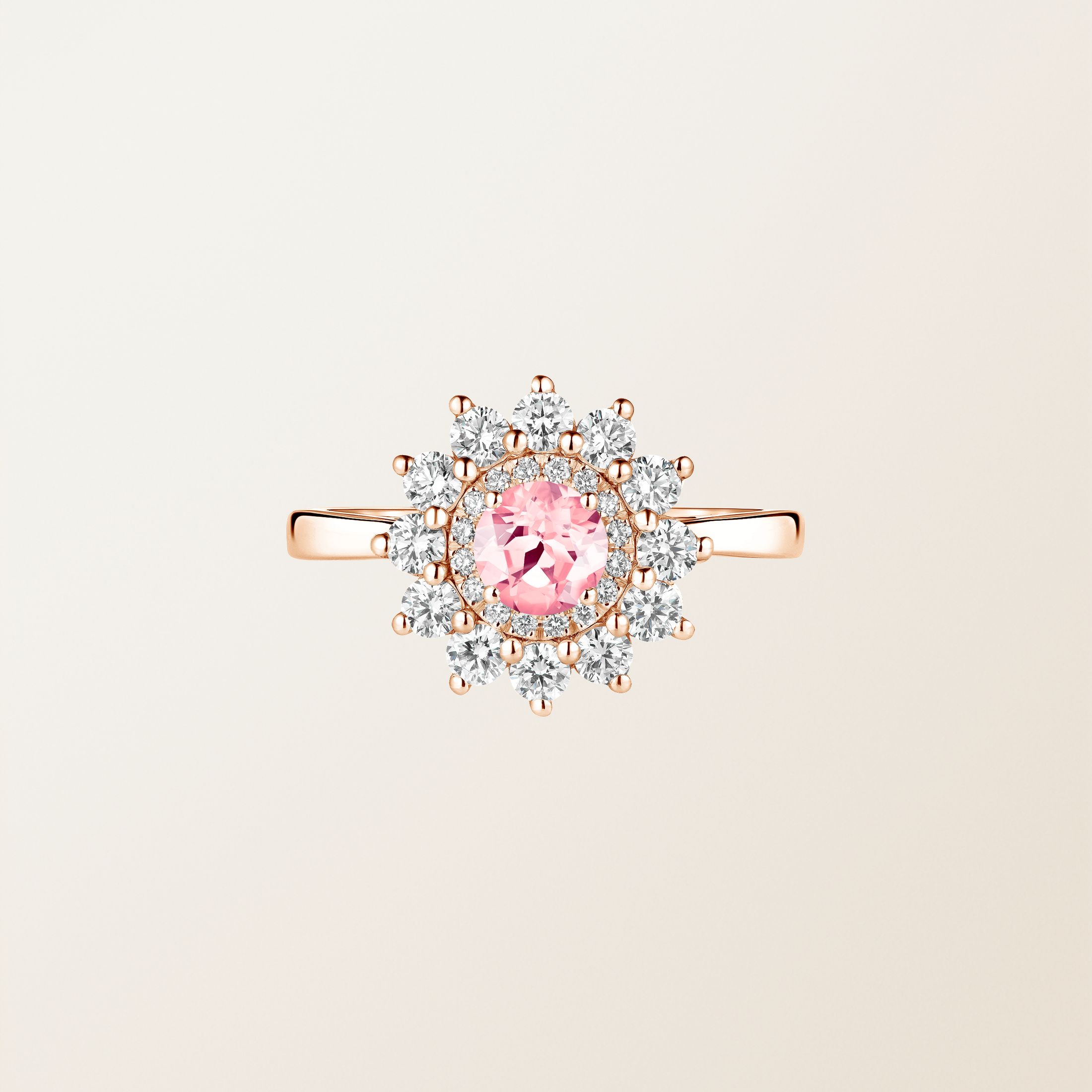 Bague Or rose 18 cts Tourmaline Lefkos 5 mm